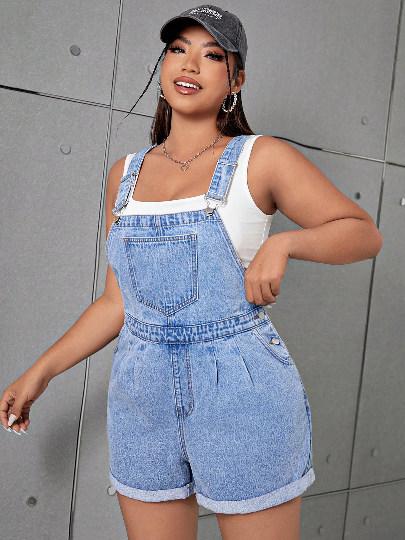 In Casual Plus Size Denim Overalls