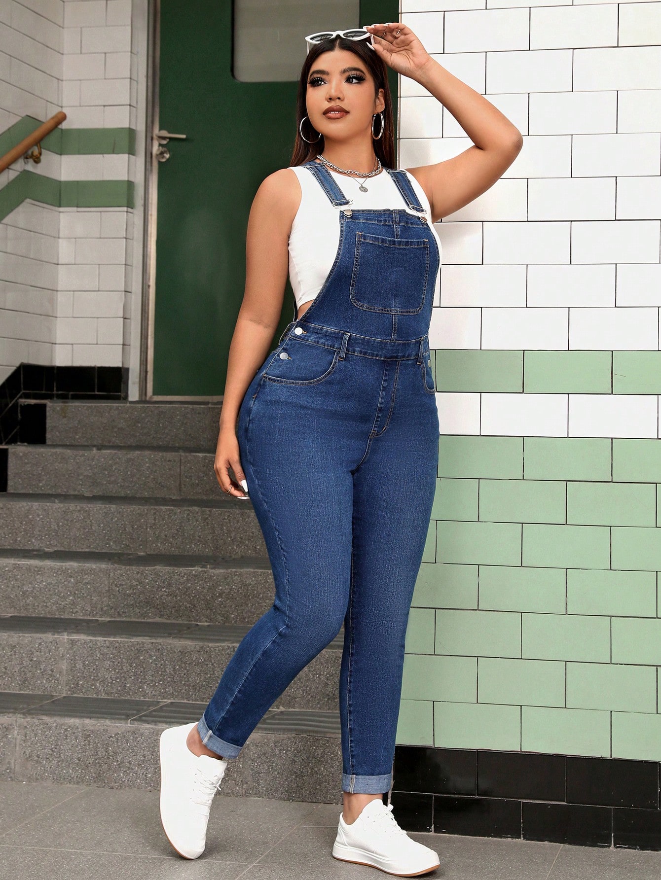 In Casual Plus Size Denim Overalls