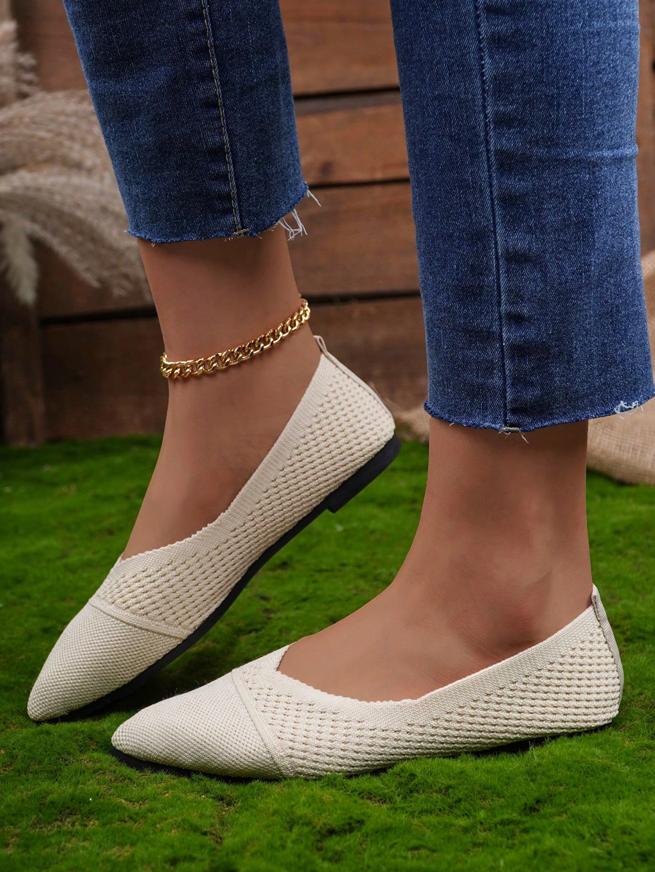 In Beige Women Flats