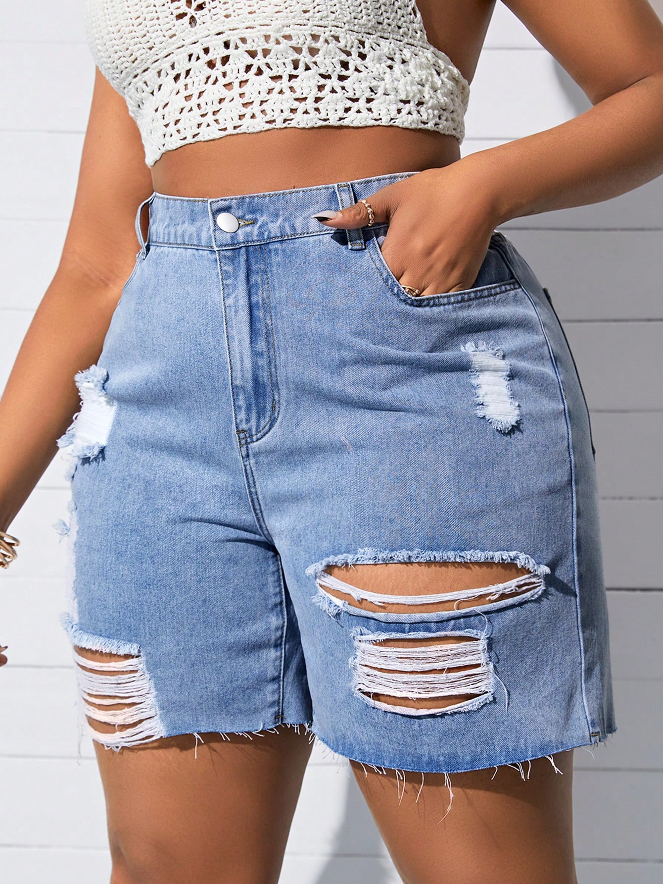 Plus Size Denim Shorts