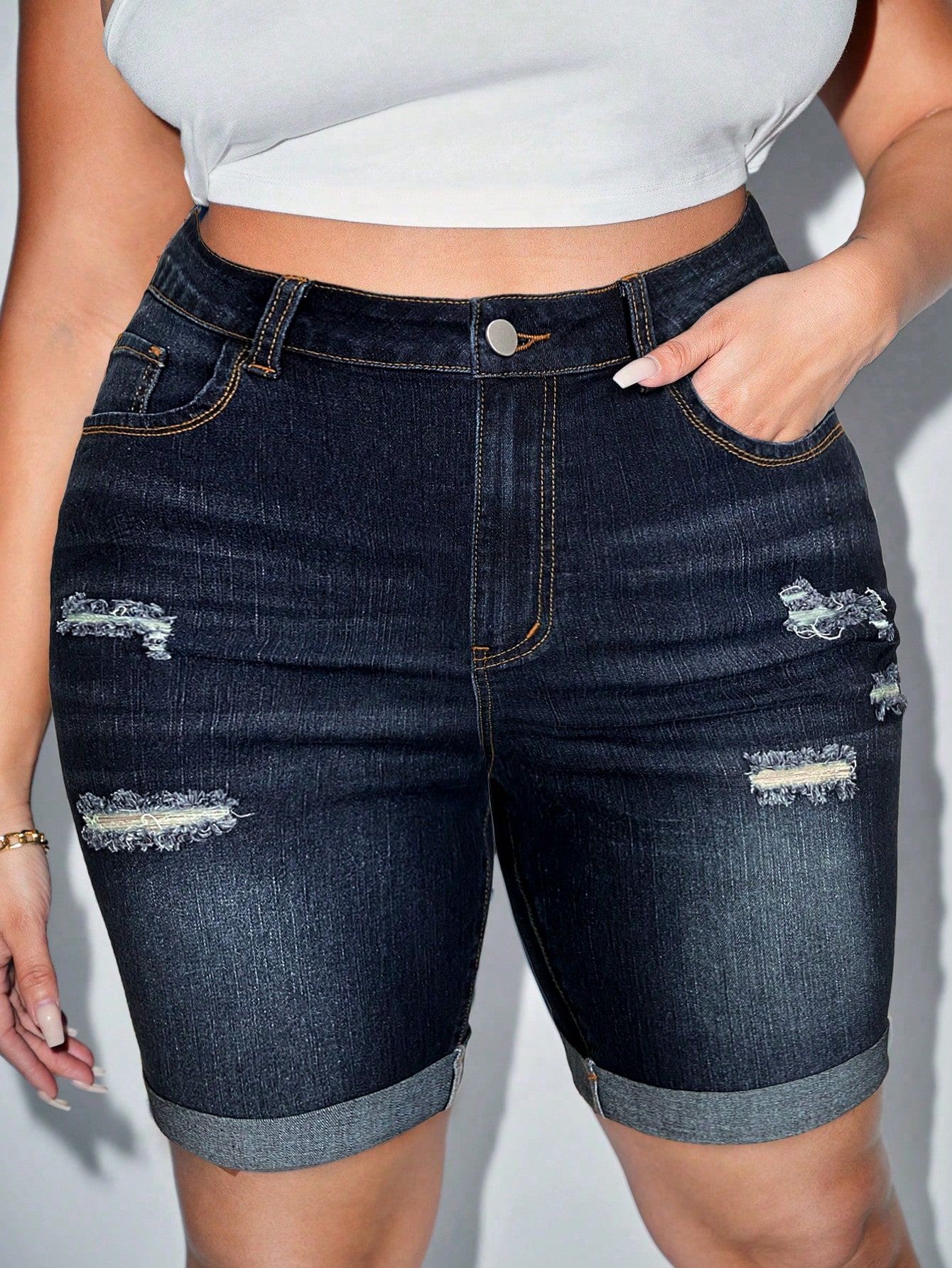 Plus Size Denim Shorts