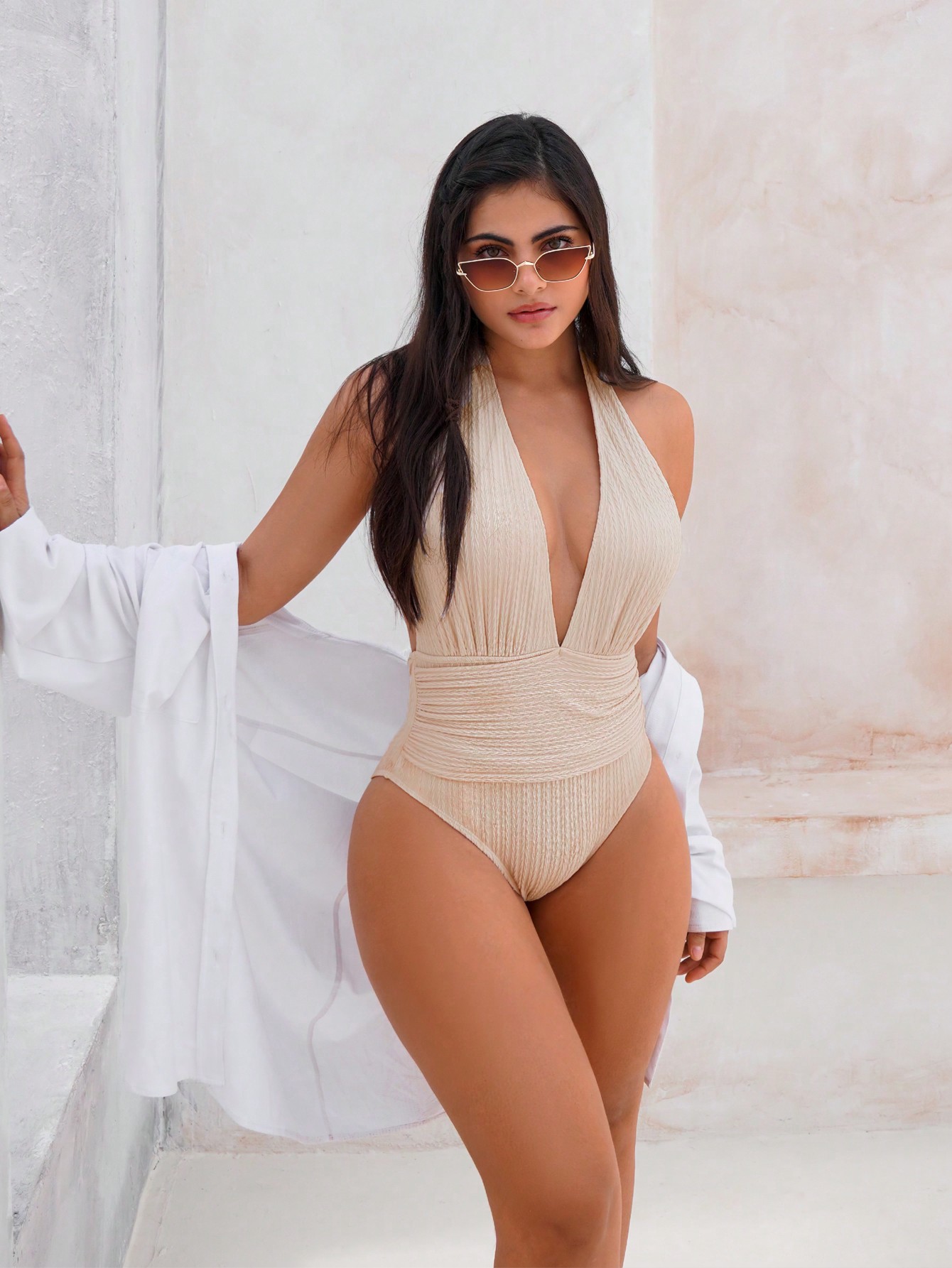 In Beige Women One-Pieces