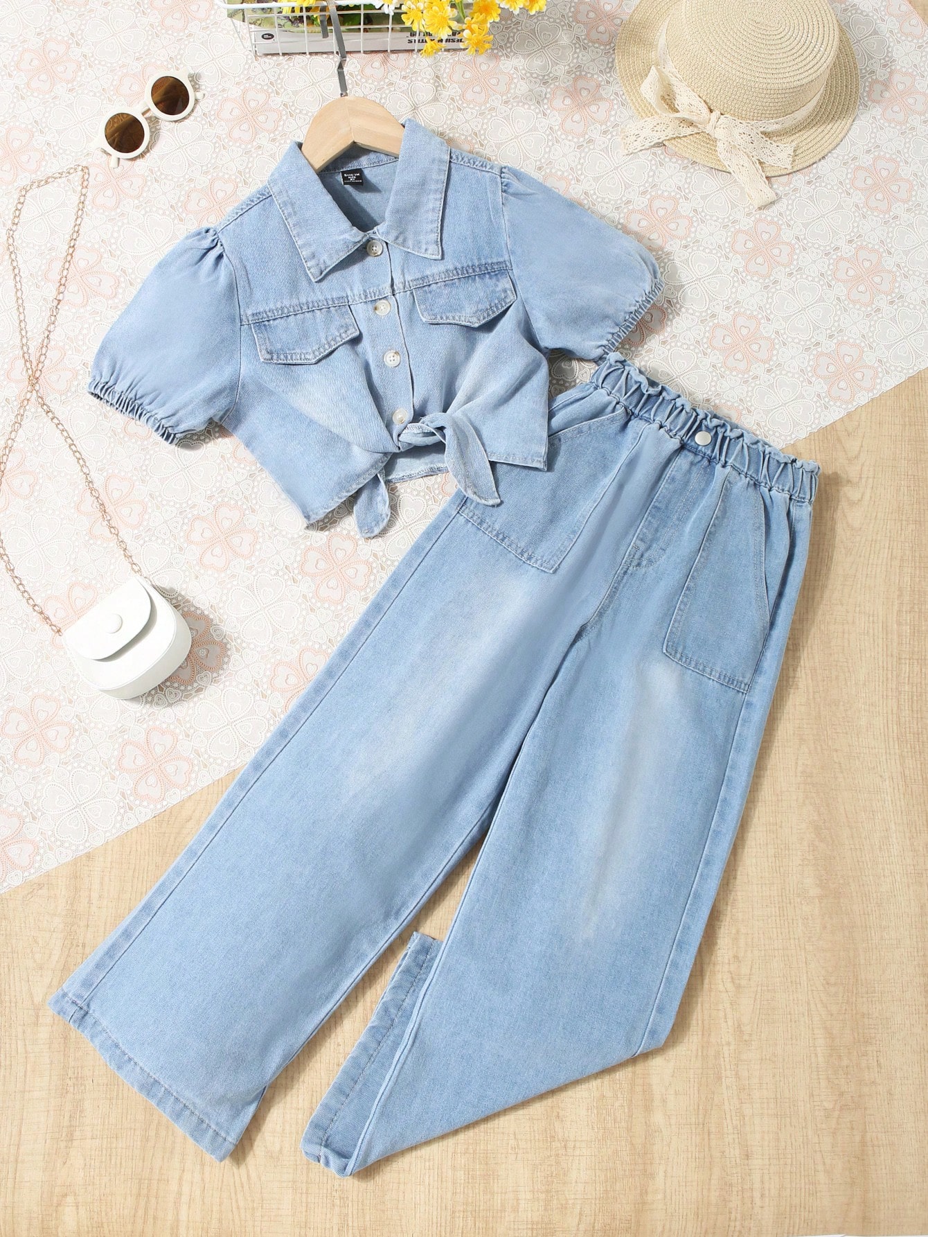 Tween Girls Denim Two-piece Outfits