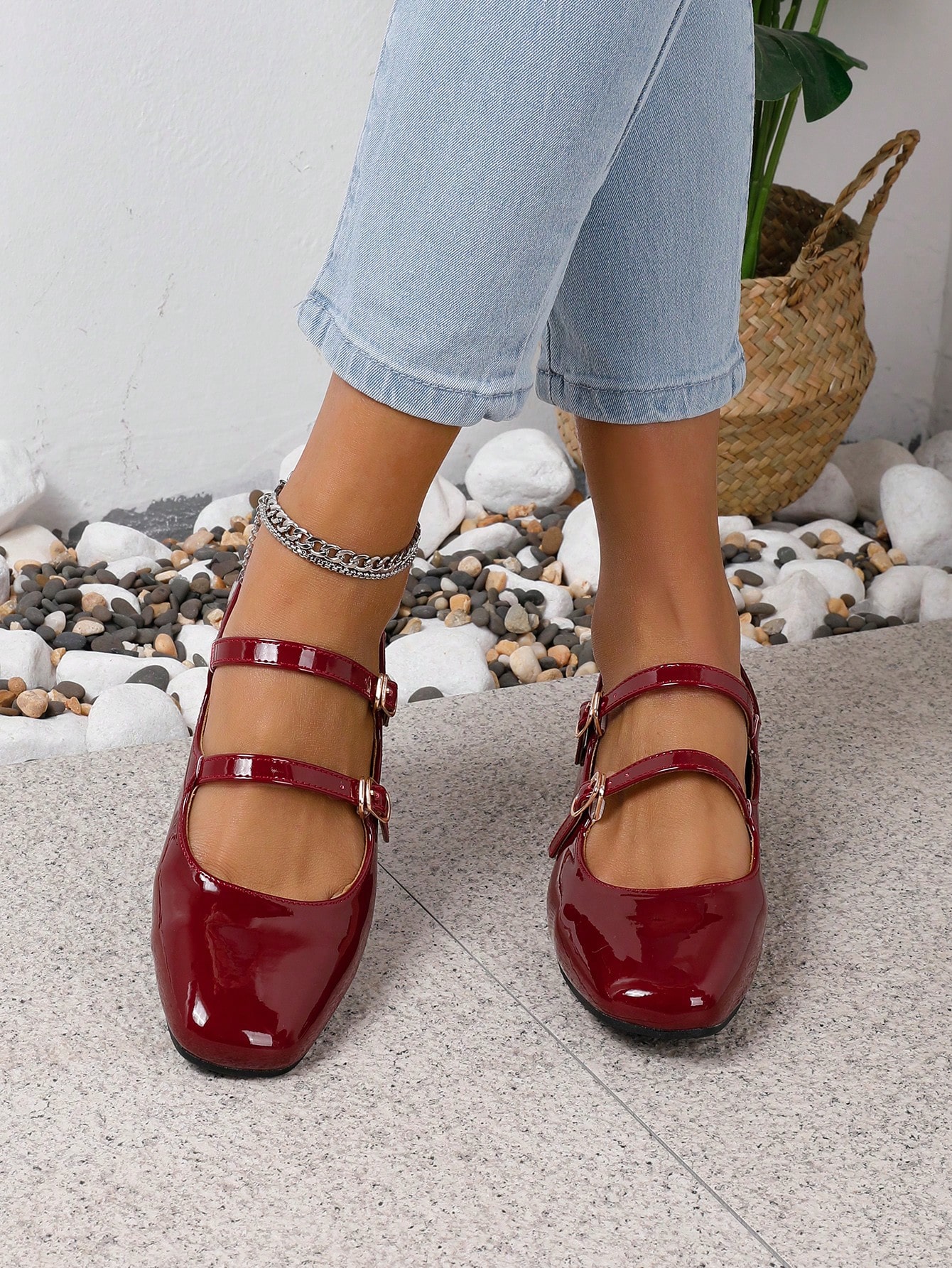 In Burgundy Women Flats