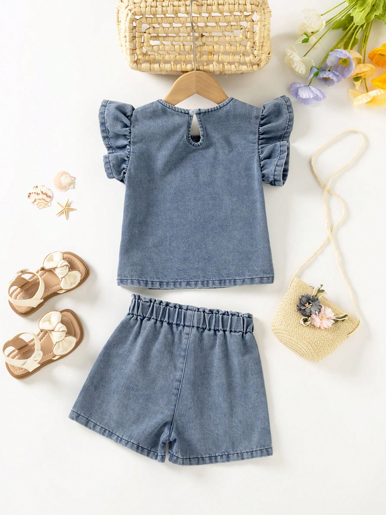 Young Girls Denim Two-piece Outfits