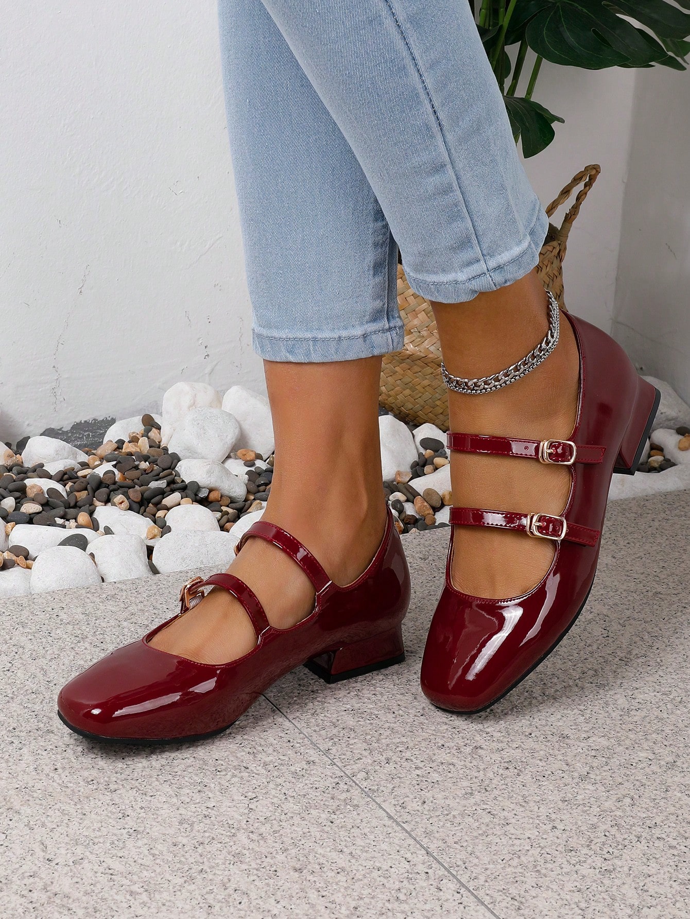 In Burgundy Women Flats