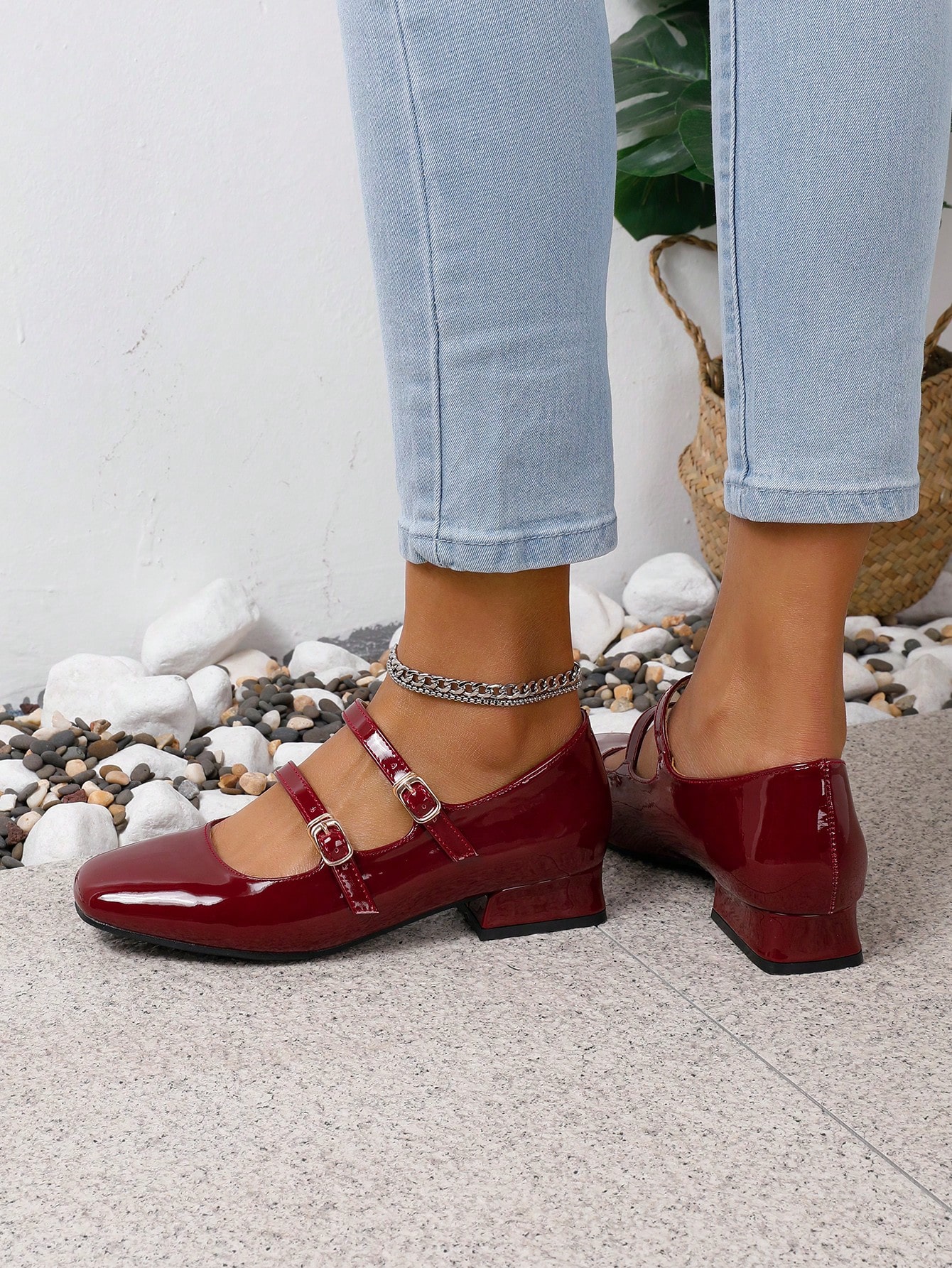 In Burgundy Women Flats