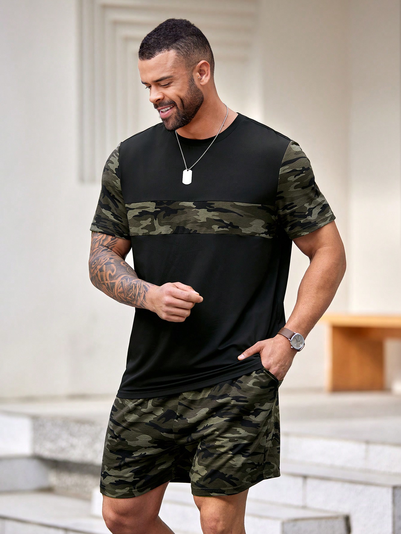 Men Plus Size T-Shirt Co-ords