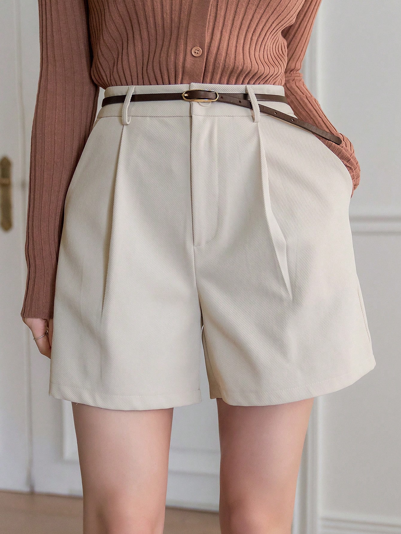 In Beige Women Shorts