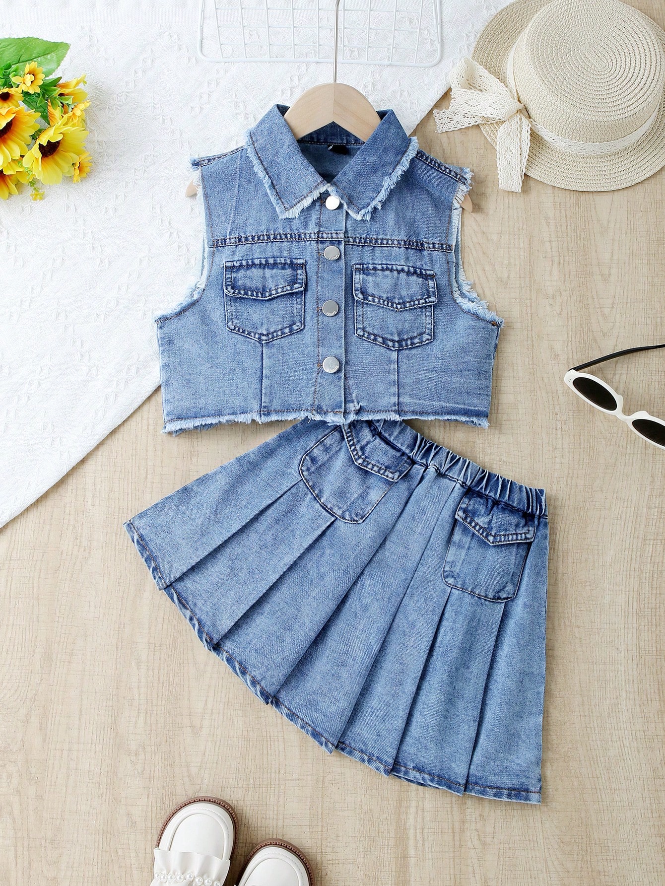 Tween Girls Denim Two-piece Outfits