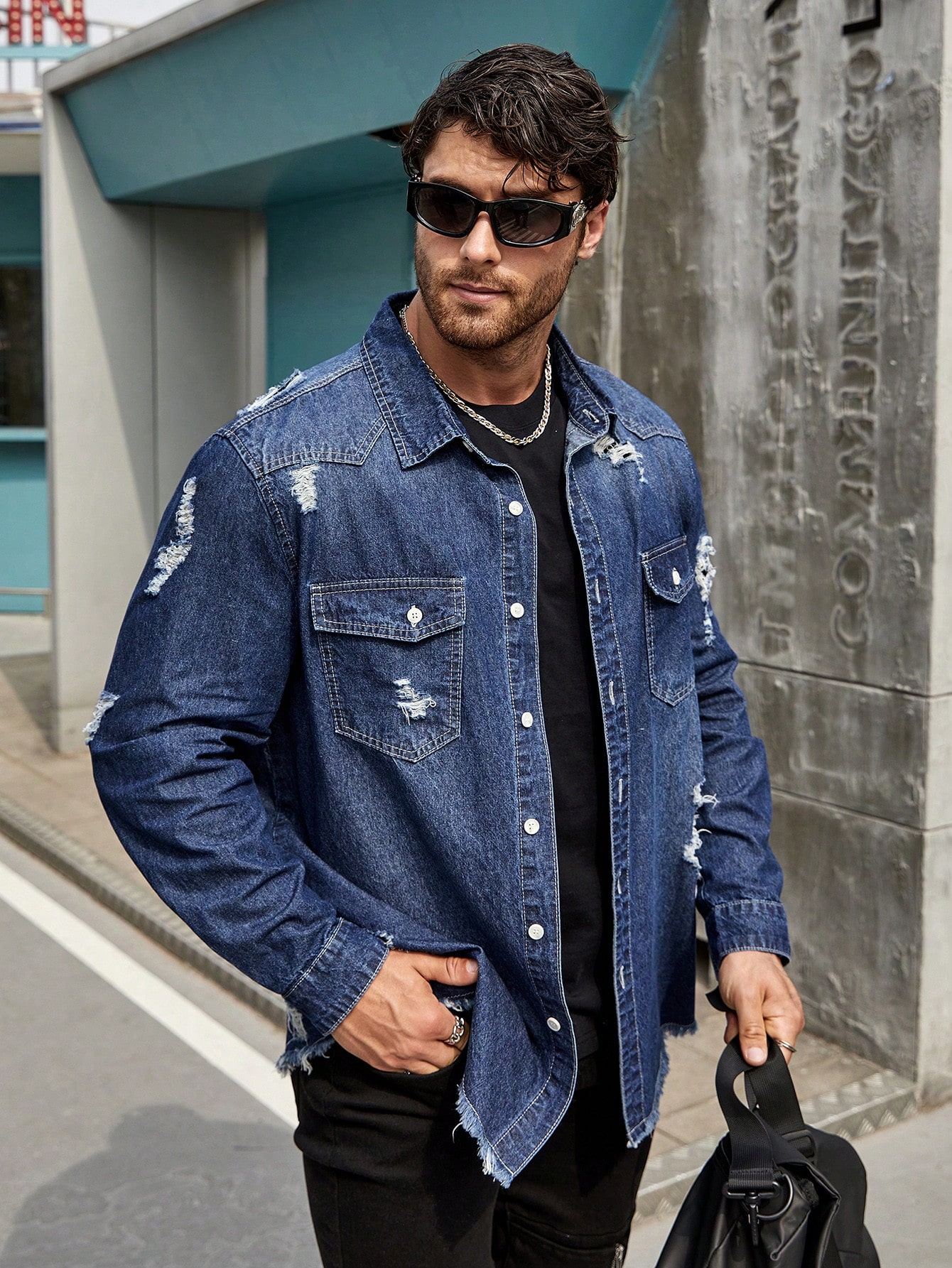 Men Plus Size Denim Shirts