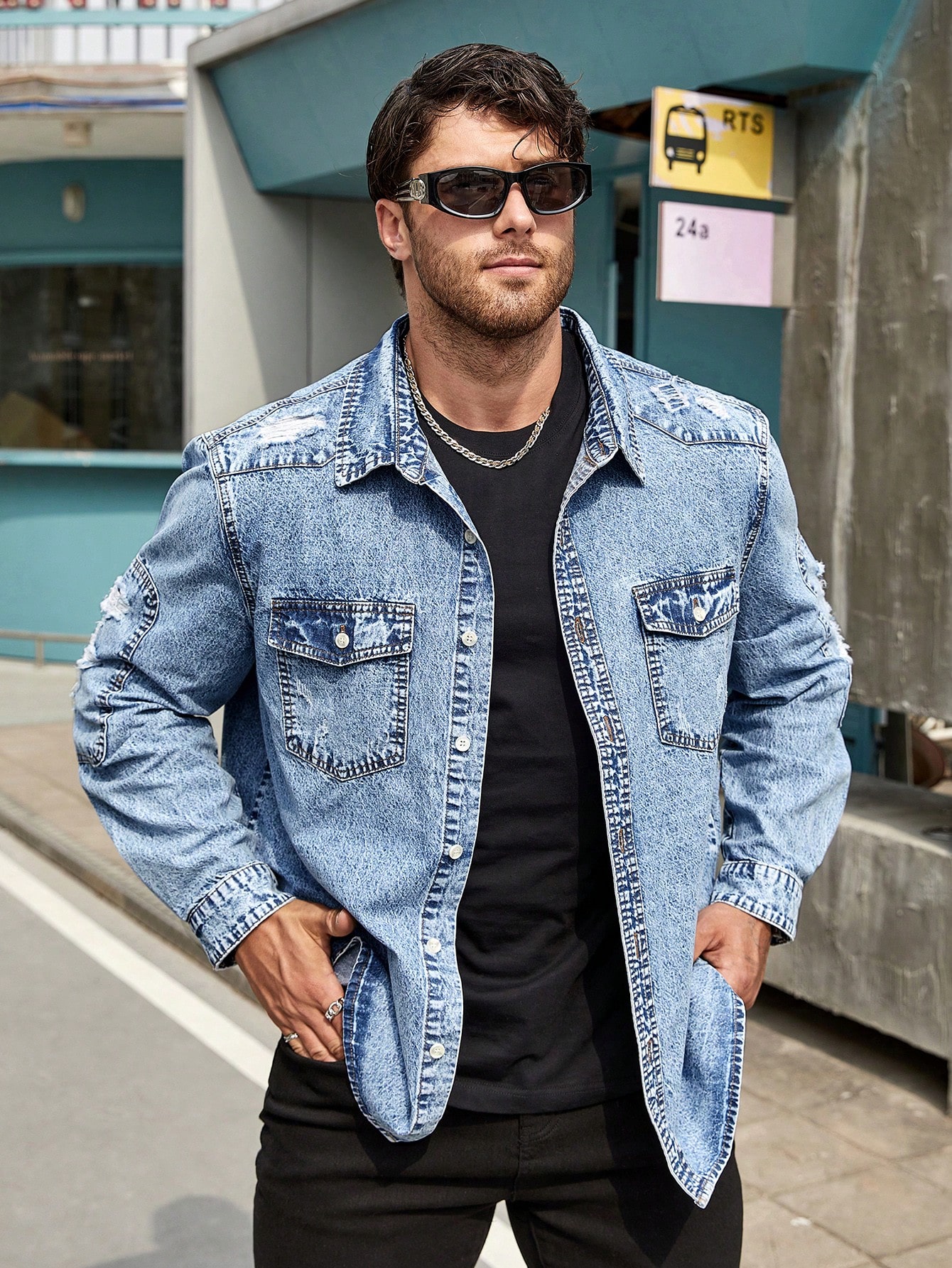 Men Plus Size Denim Shirts