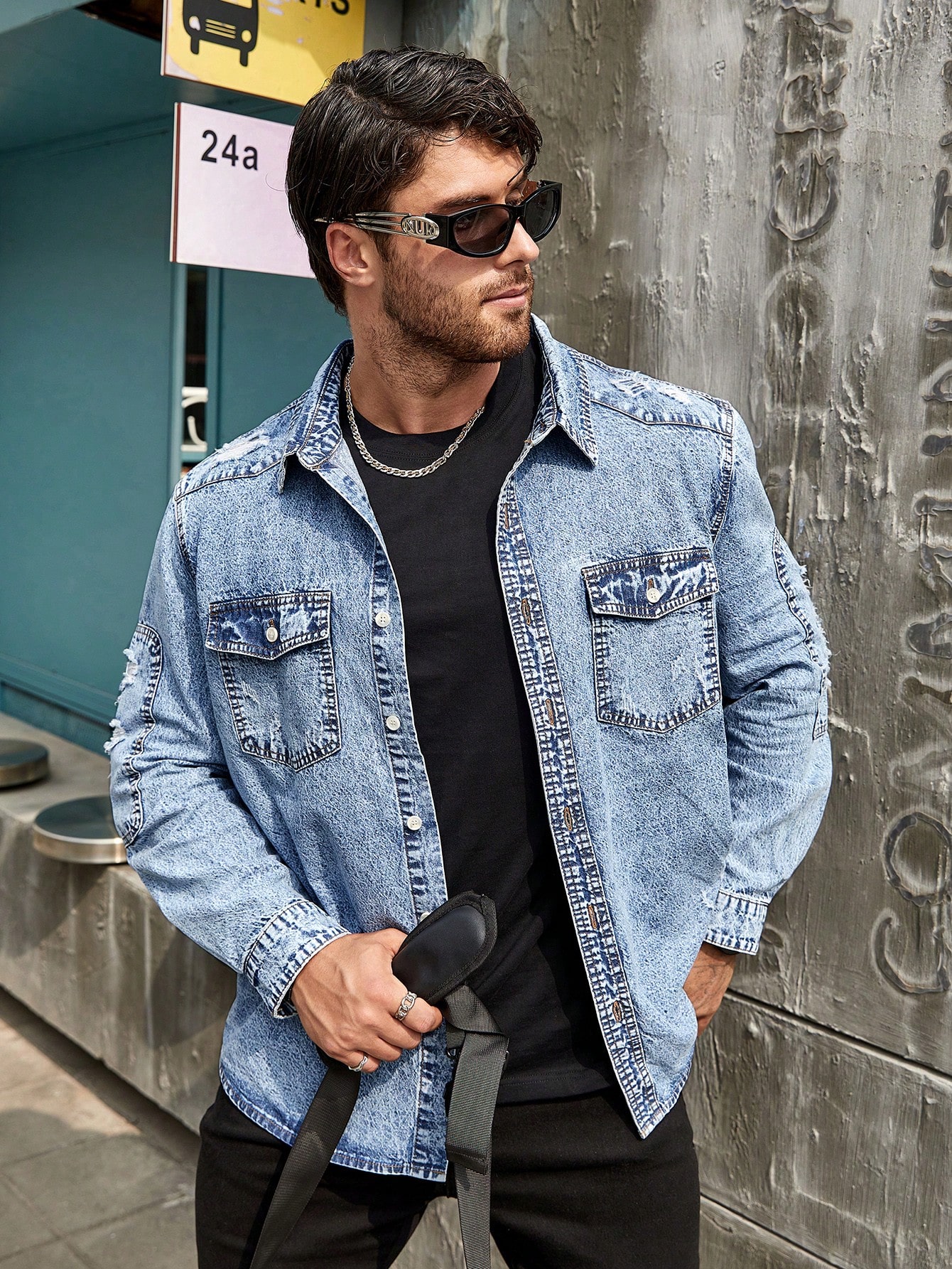 Men Plus Size Denim Shirts