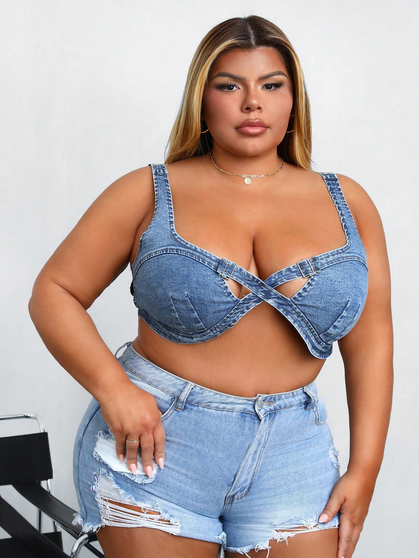 In Blue Plus Size Denim Tops