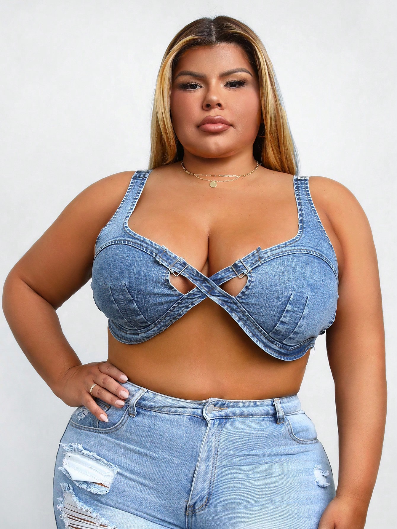 In Blue Plus Size Denim Tops