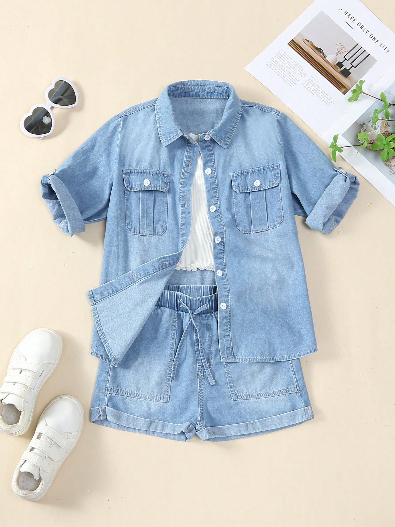 Tween Girls Denim Two-piece Outfits