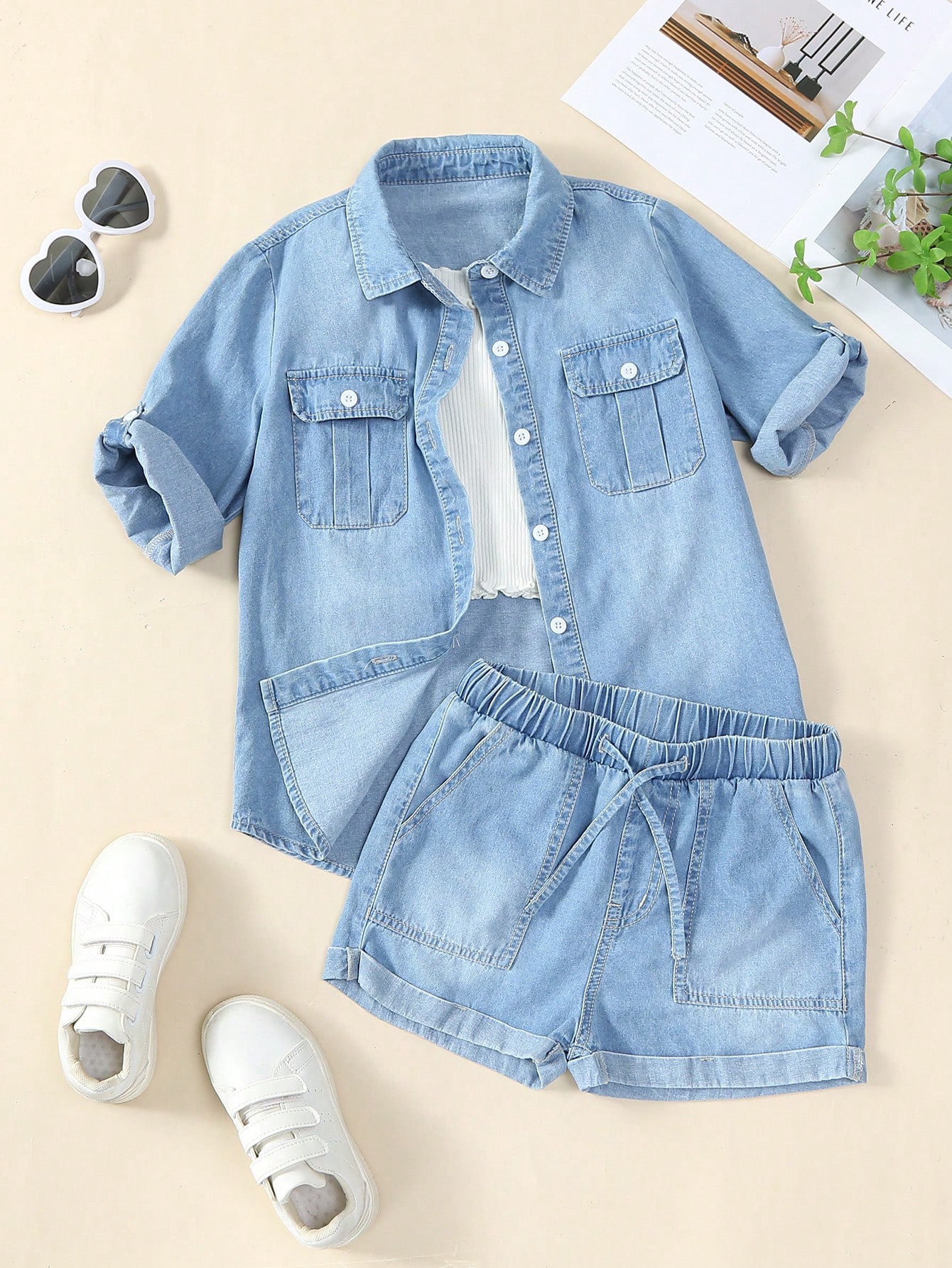 Tween Girls Denim Two-piece Outfits