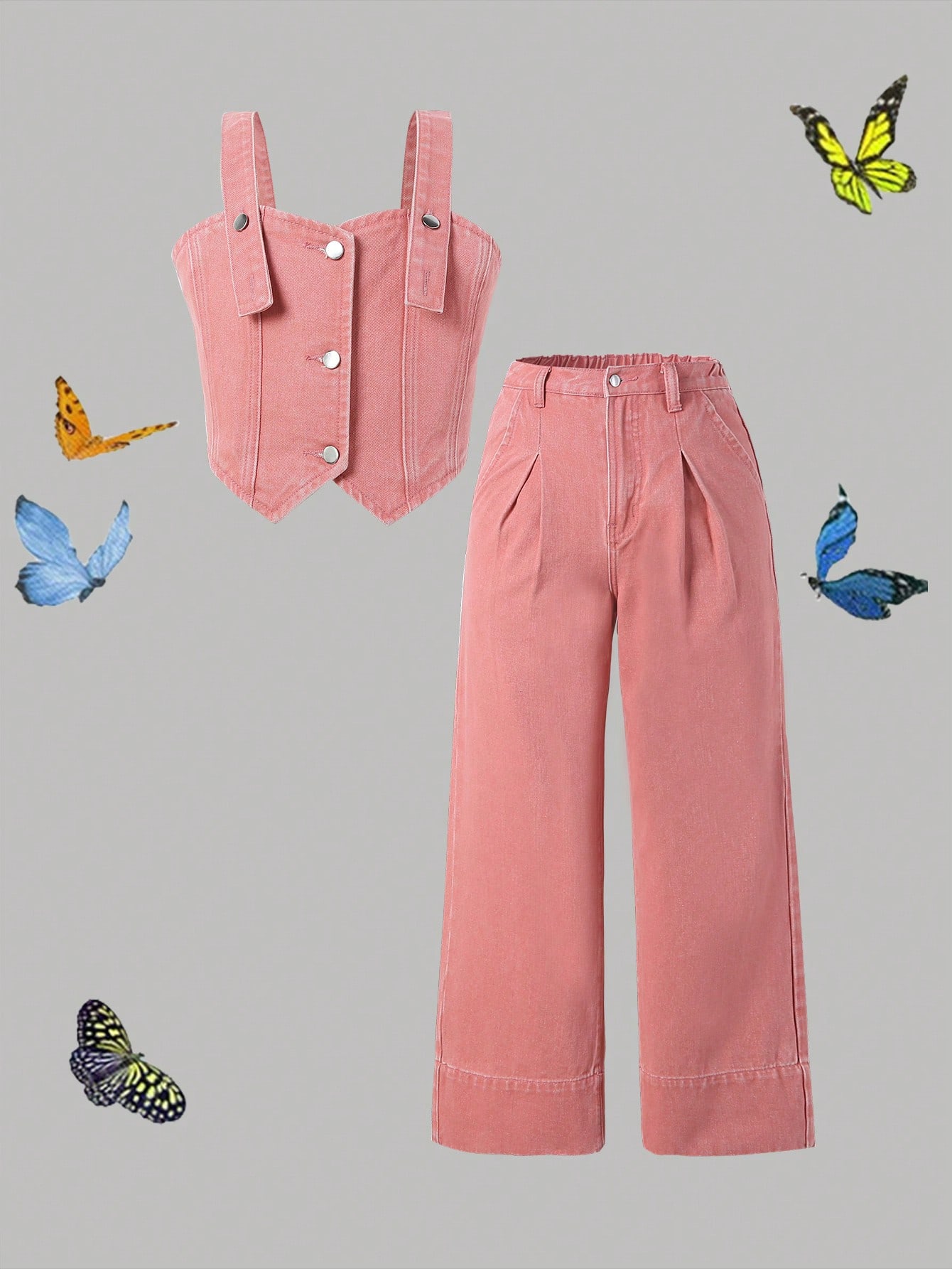 Tween Girls Denim Two-piece Outfits