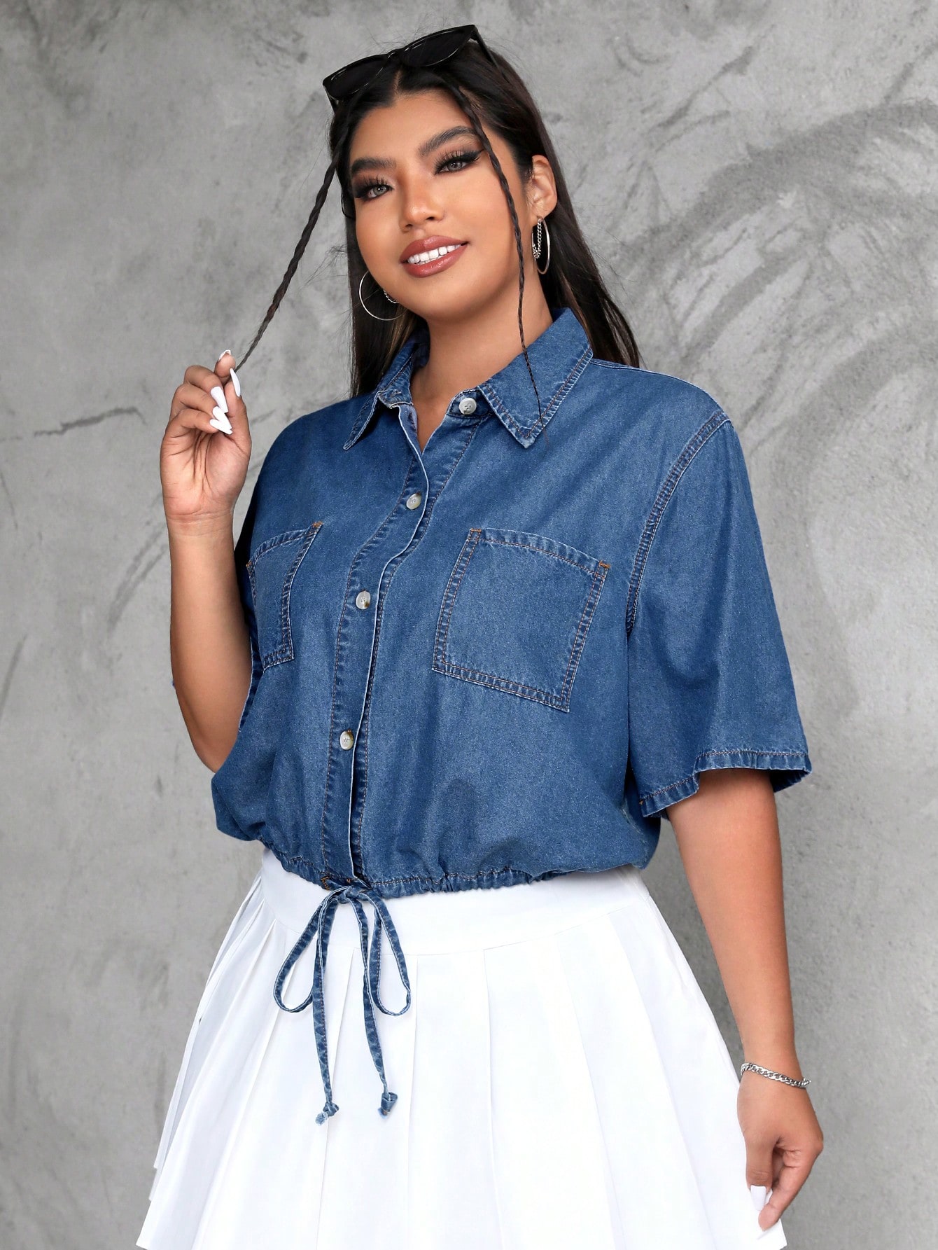 In Blue Plus Size Denim Tops