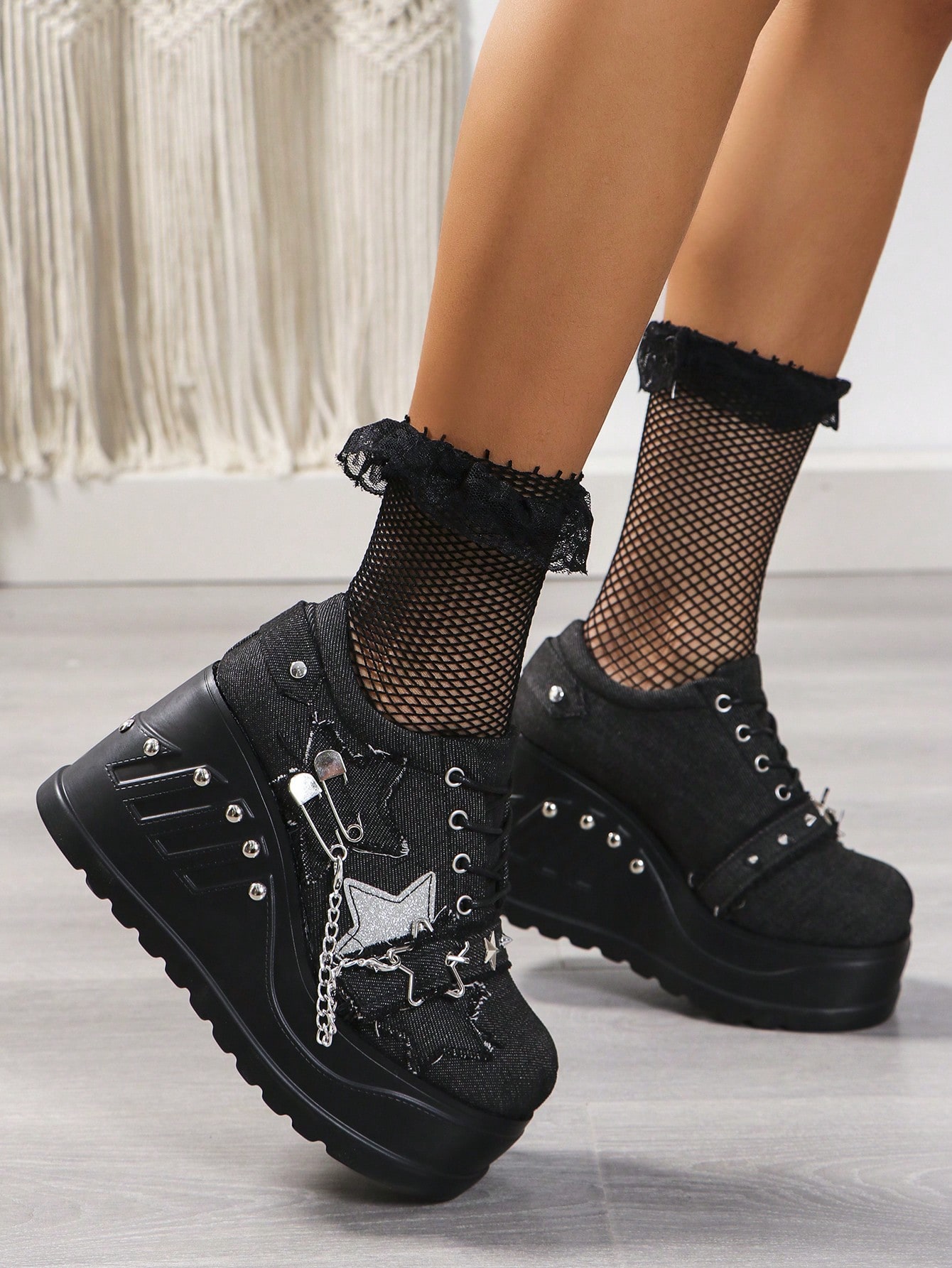 In Black Women Wedges & Flatform