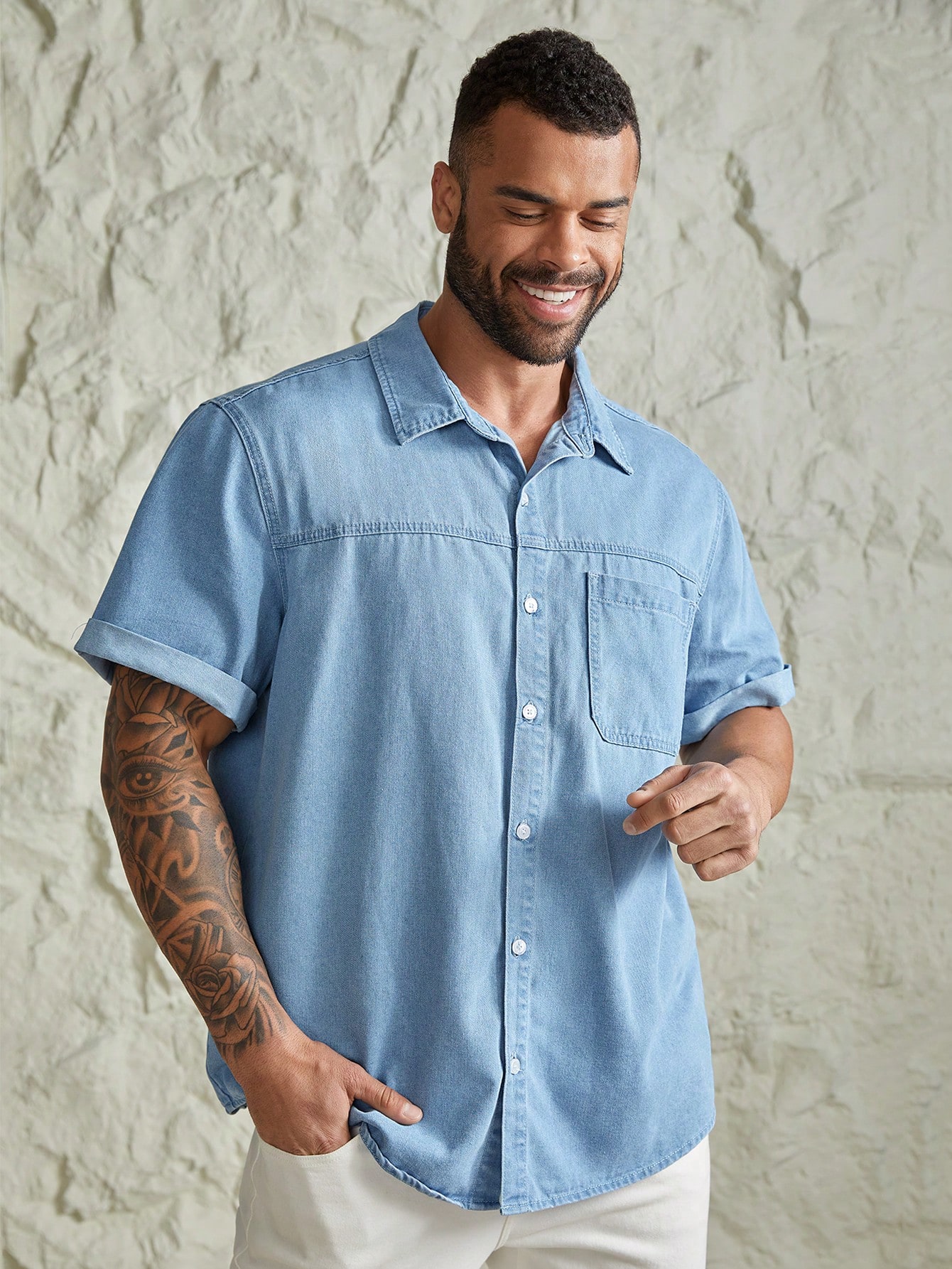 Men Plus Size Denim Shirts