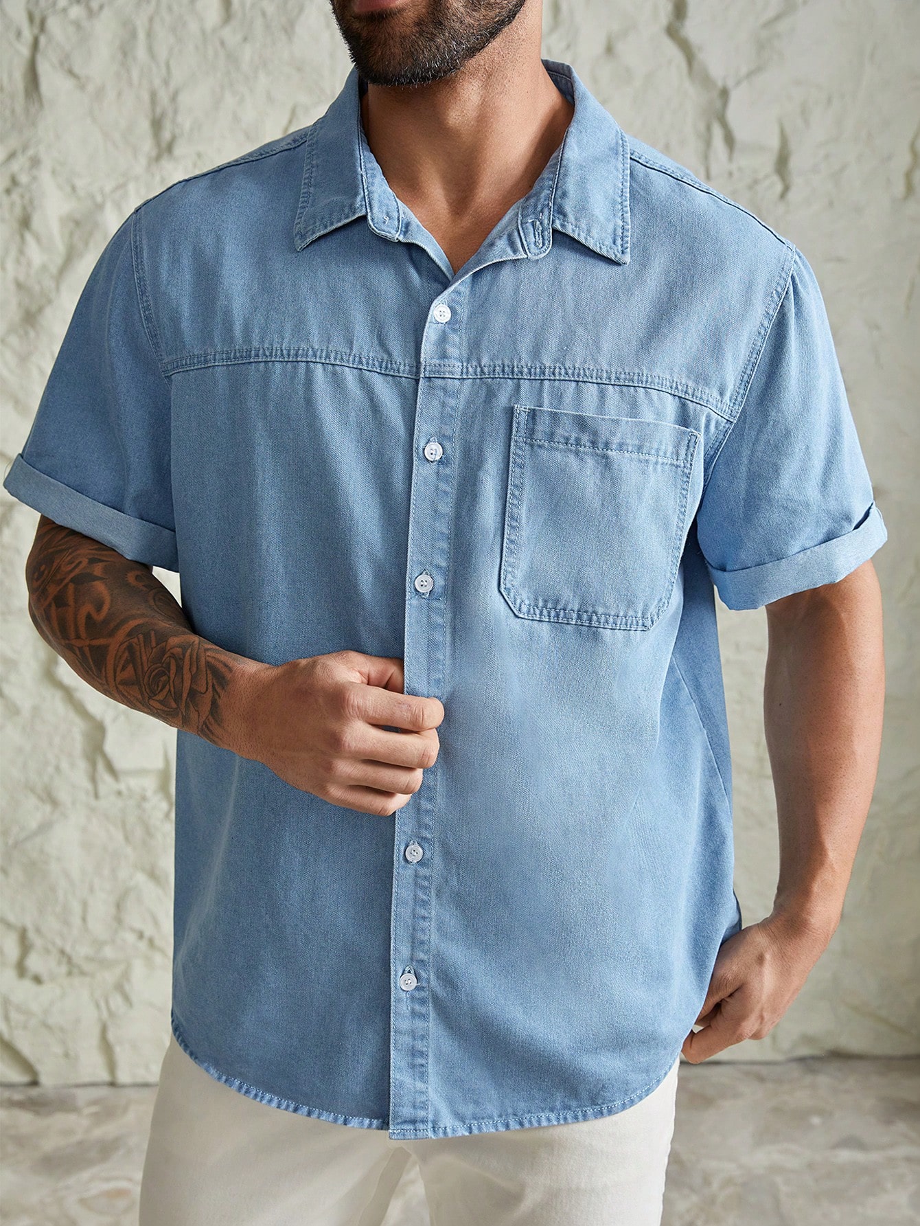 Men Plus Size Denim Shirts