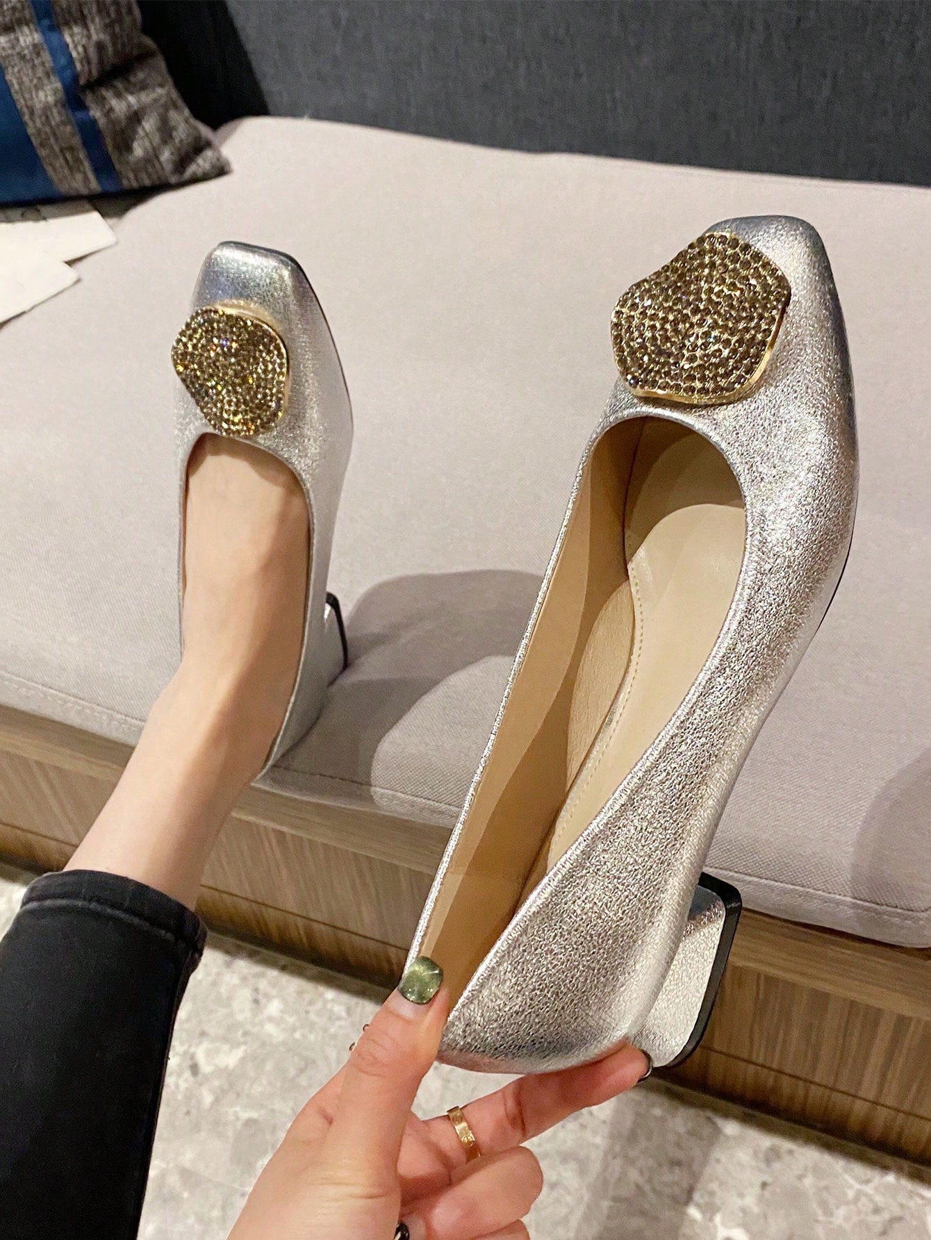 In Silver Women Flats