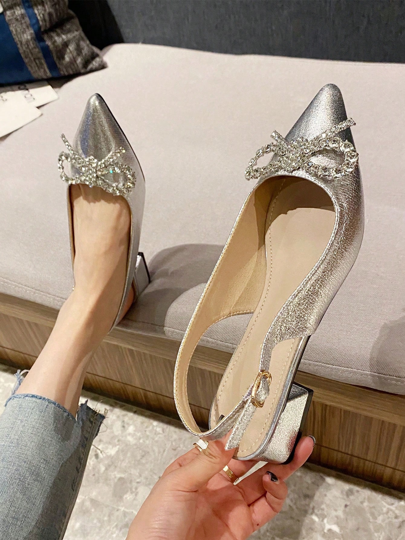 In Silver Women Flats