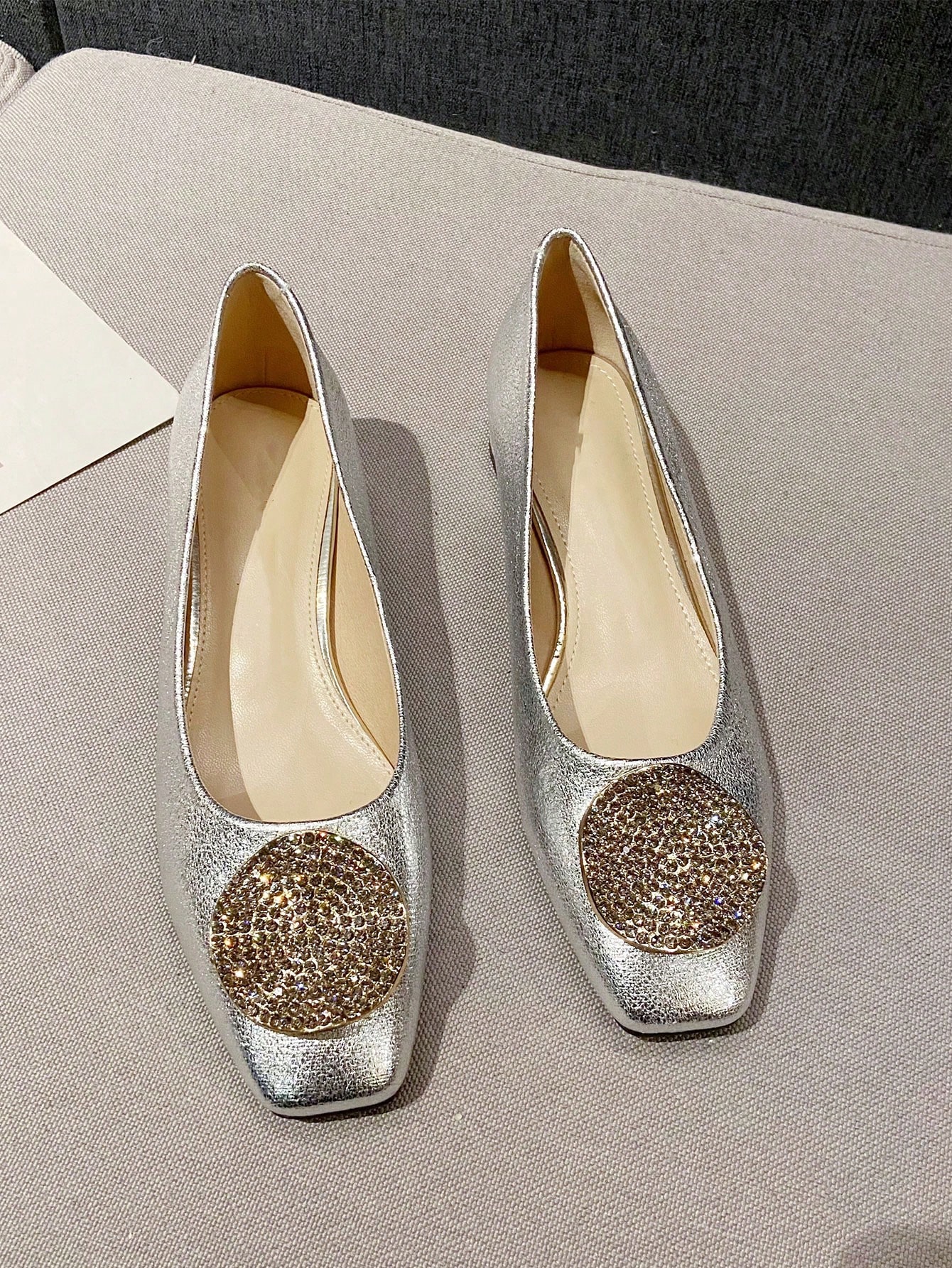 In Silver Women Flats