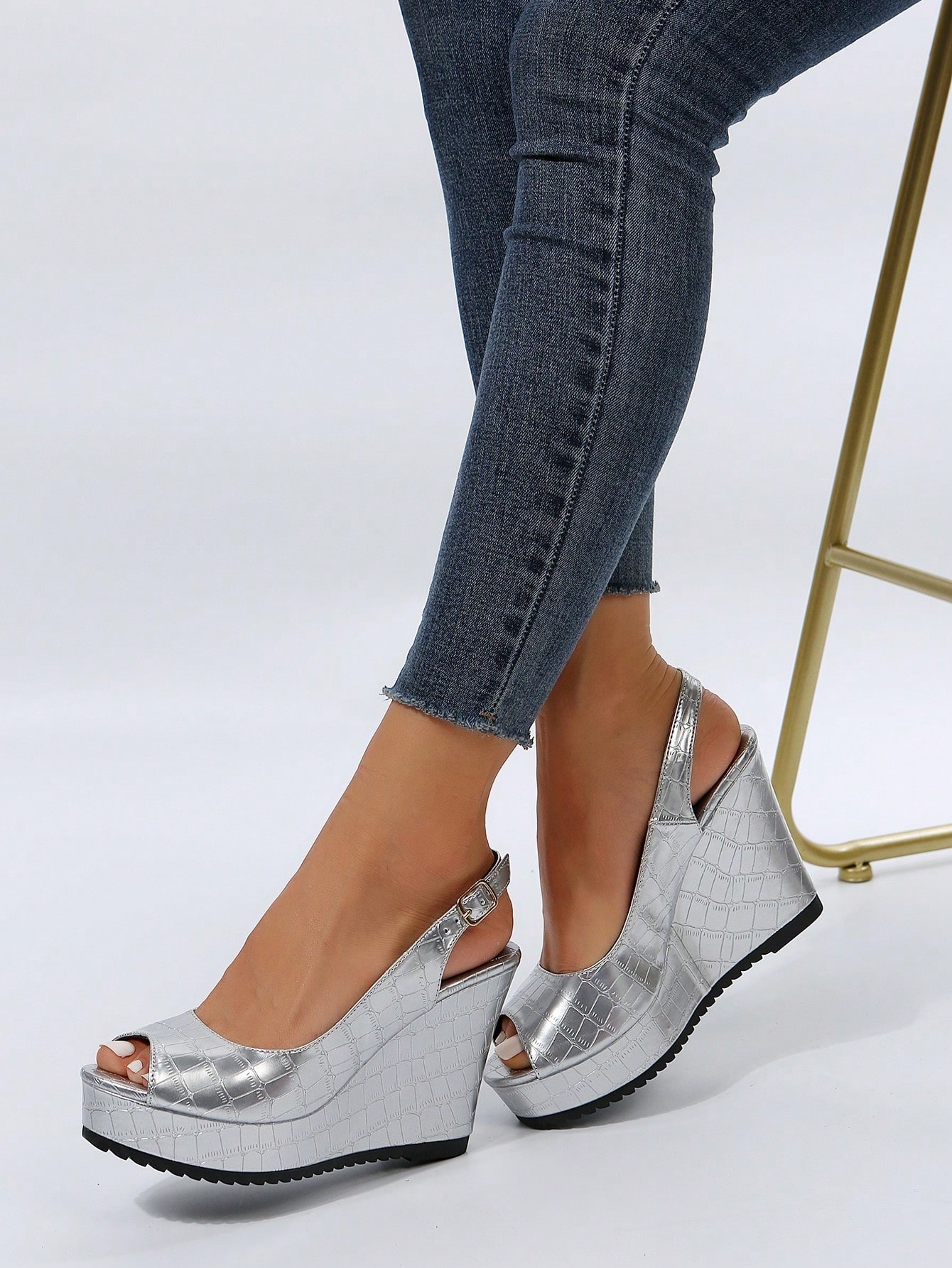 In Silver Women Wedges & Flatform