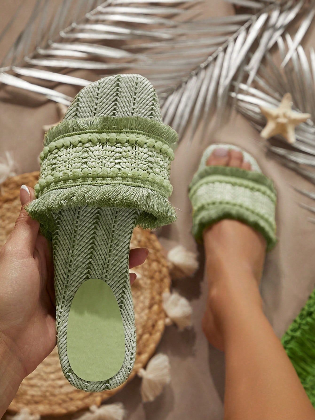 In Green Women Flat Sandals