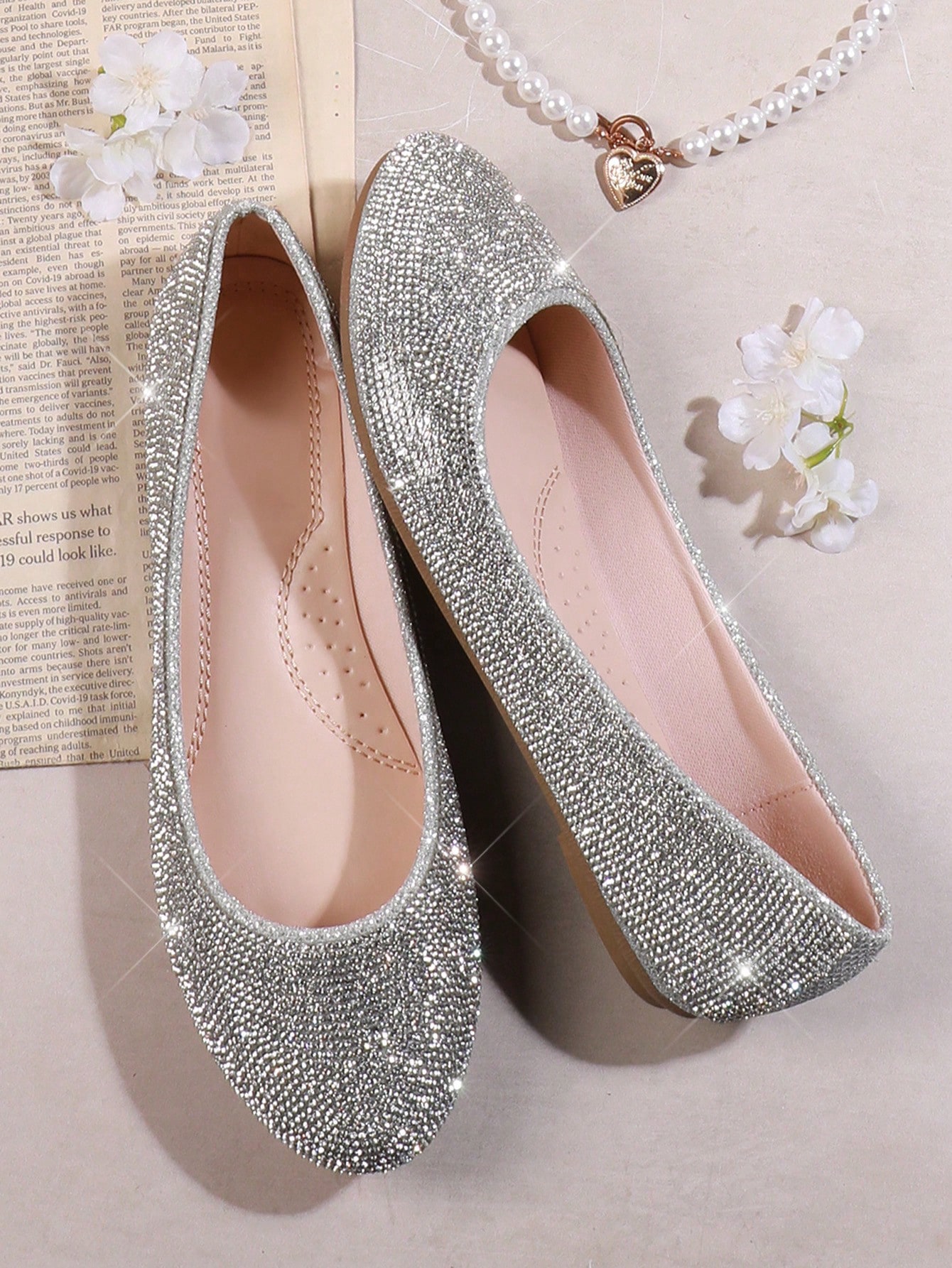 In Silver Women Flats