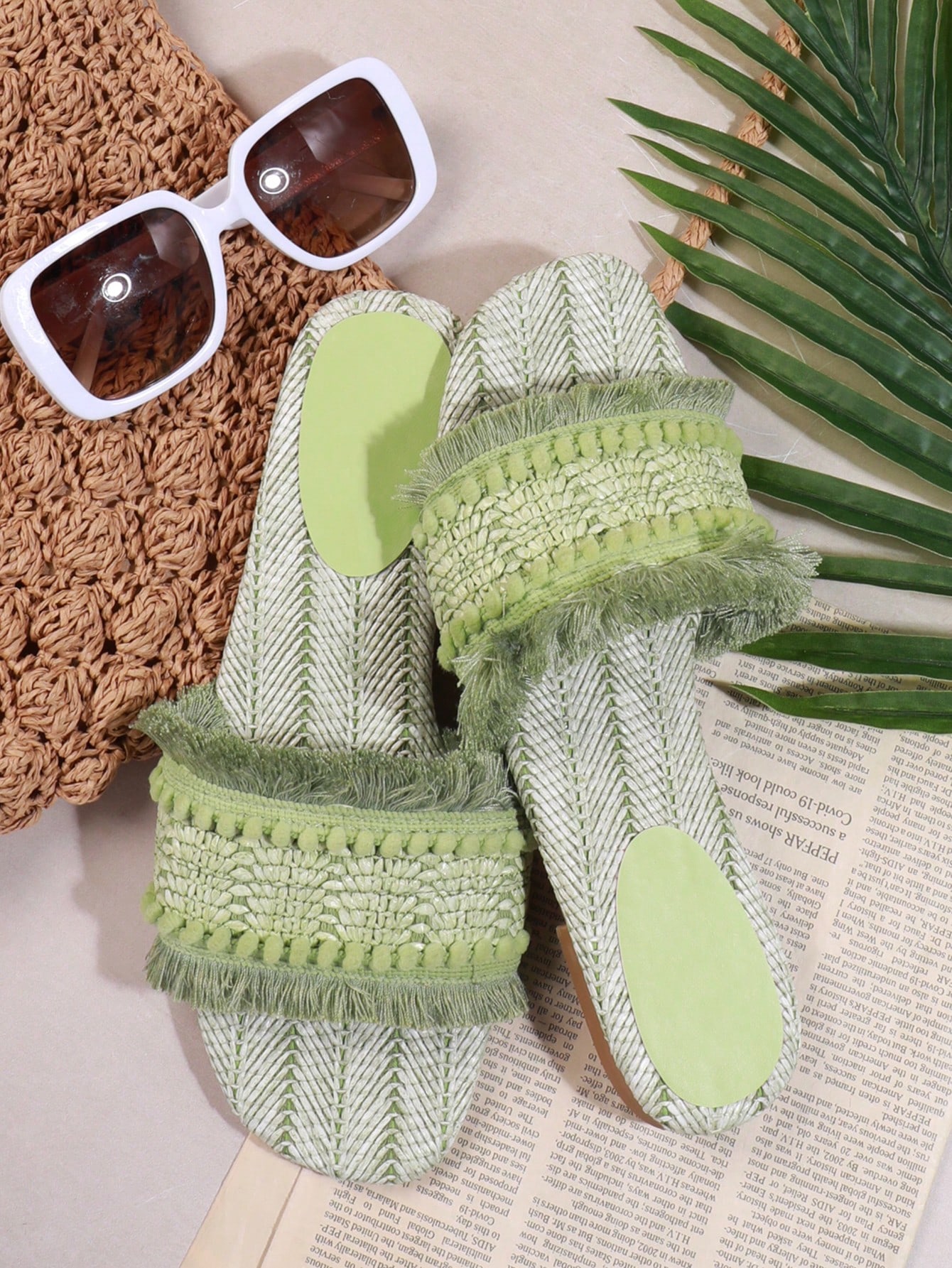 In Green Women Flat Sandals