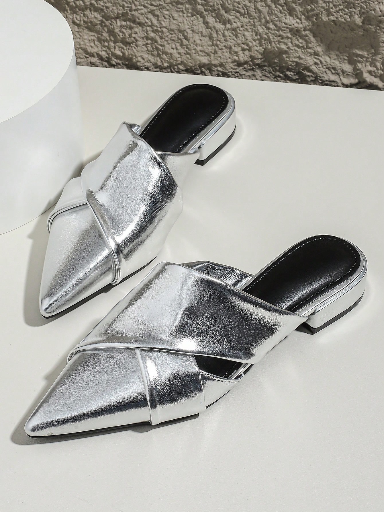 In Silver Women Flats