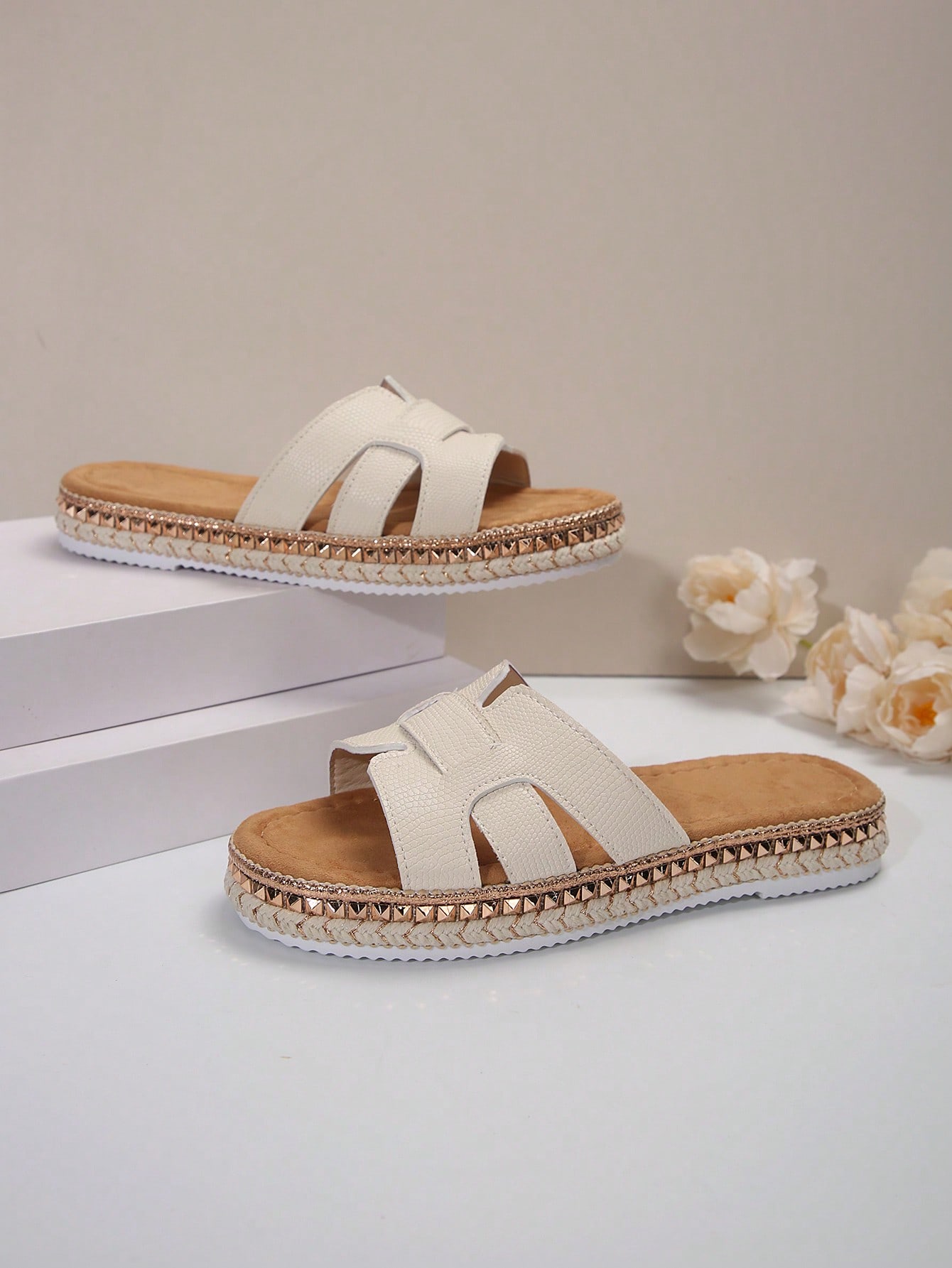 In Beige Women Flat Sandals