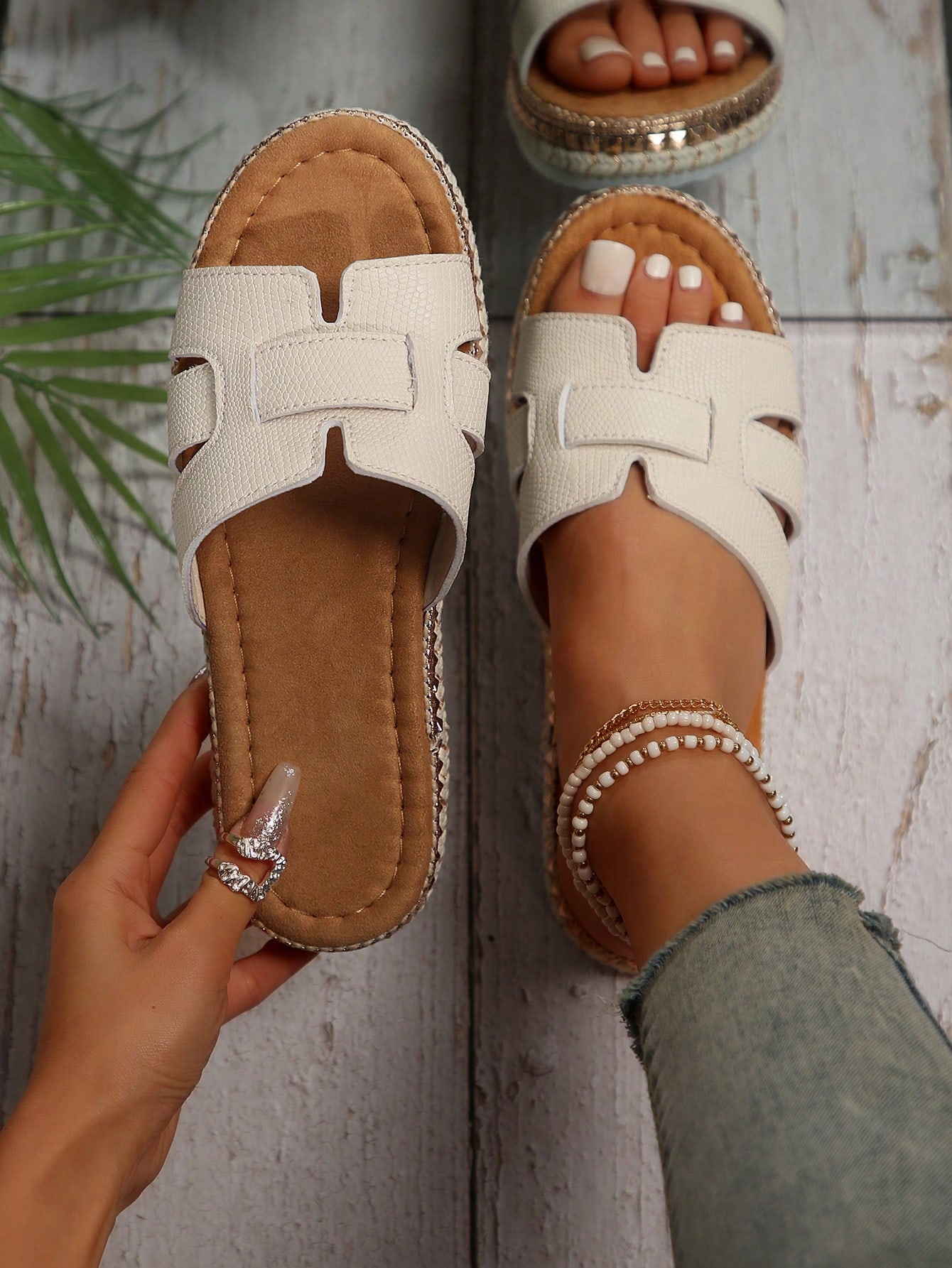 In Beige Women Flat Sandals