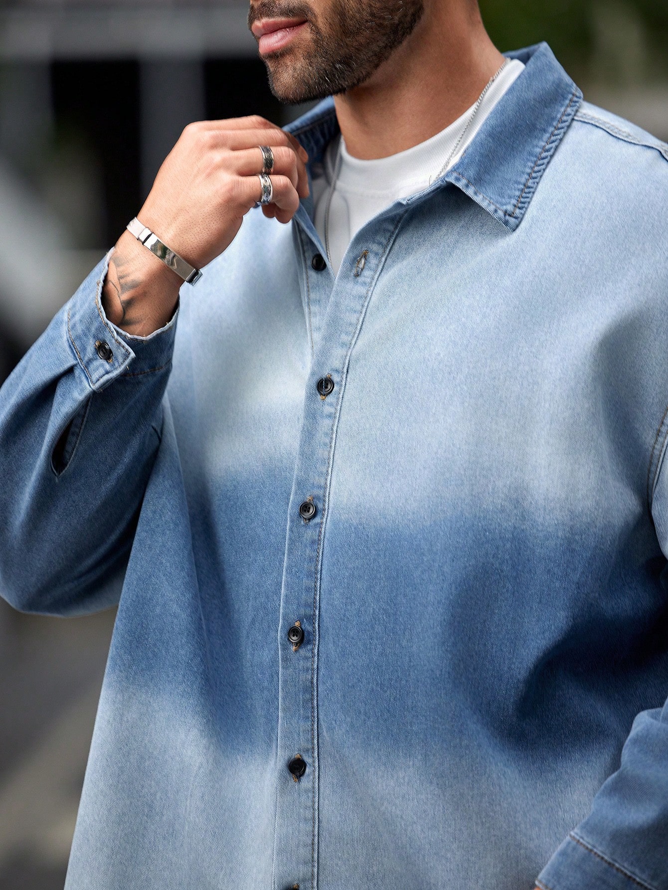 Men Plus Size Denim Shirts