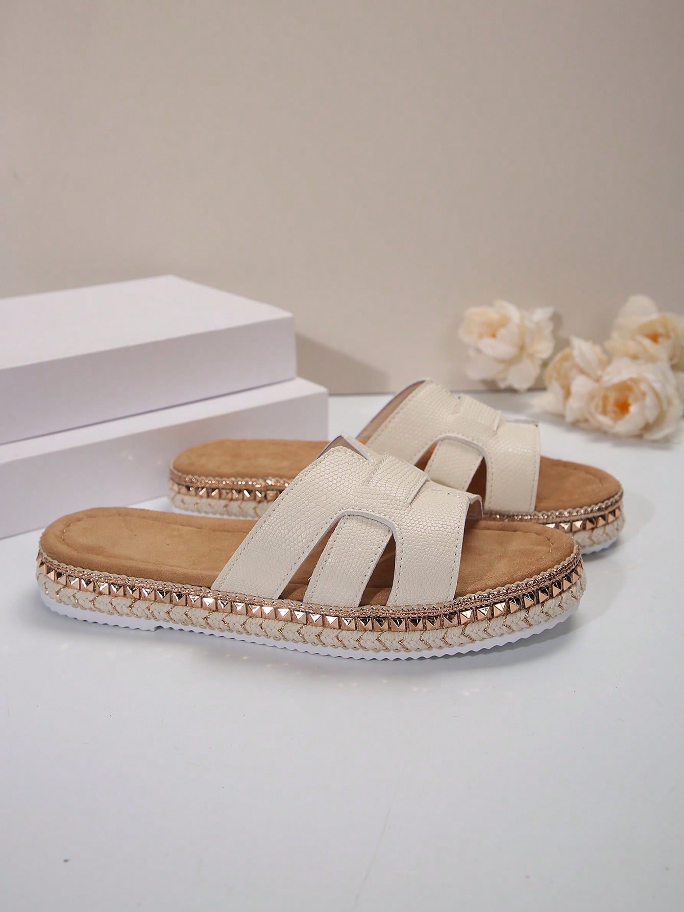 In Beige Women Flat Sandals