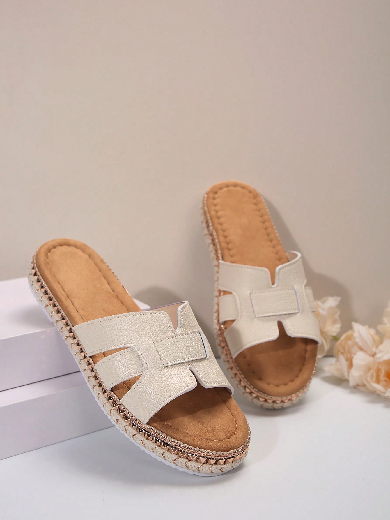 In Beige Women Flat Sandals