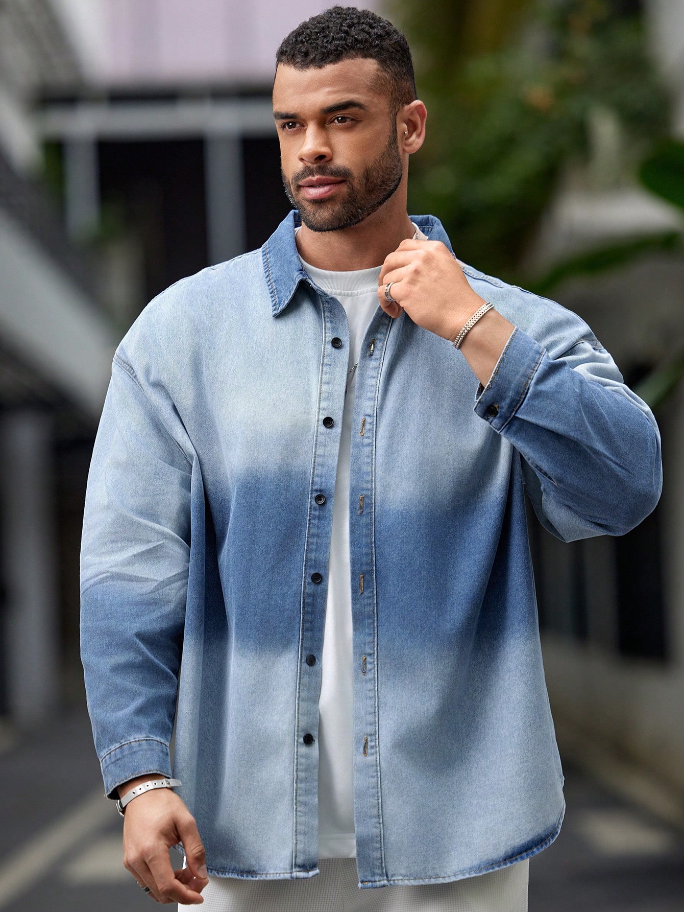 Men Plus Size Denim Shirts