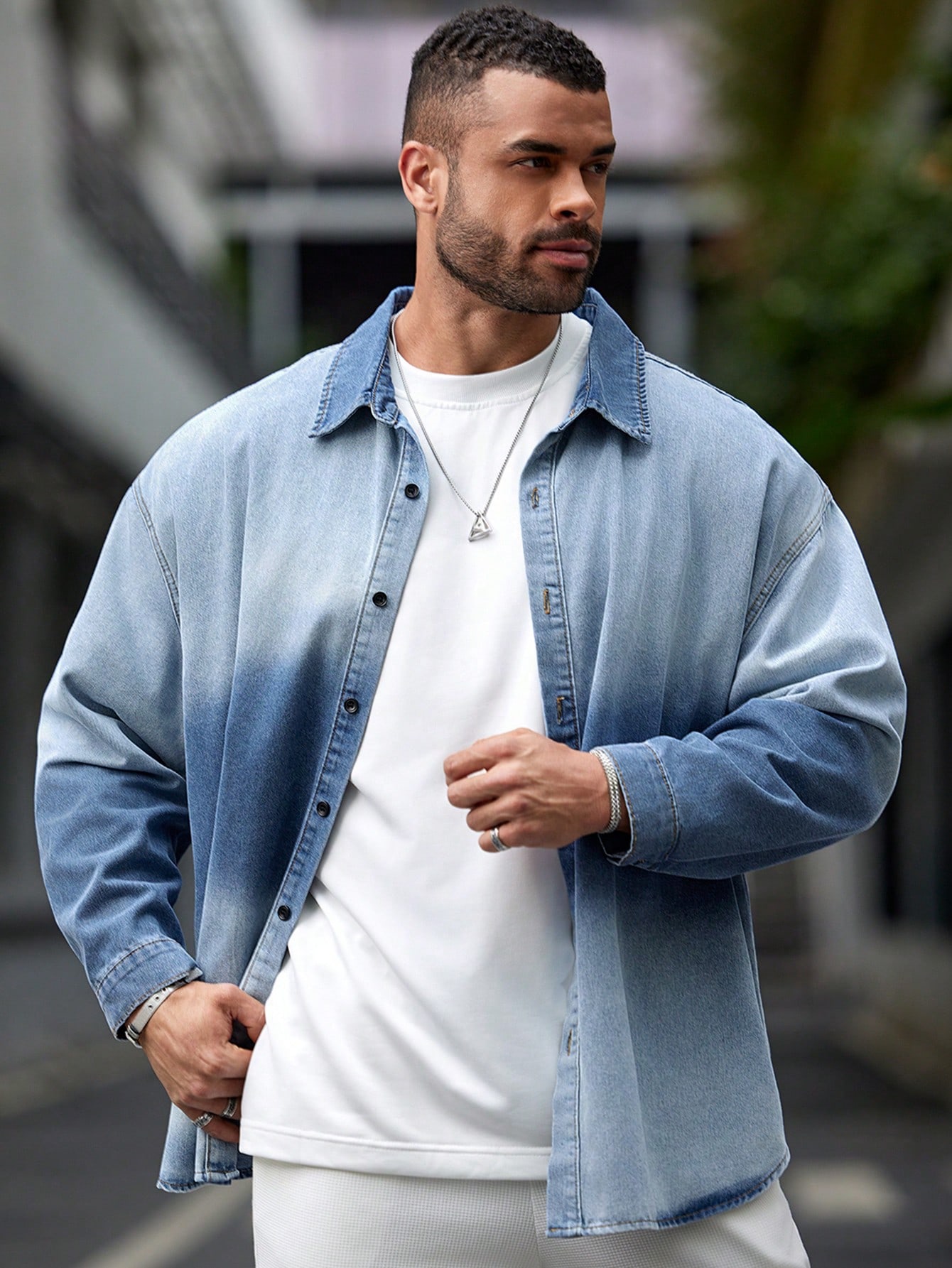 Men Plus Size Denim Shirts