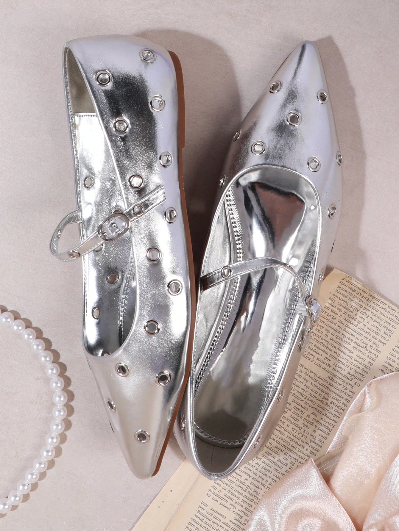 In Silver Women Flats