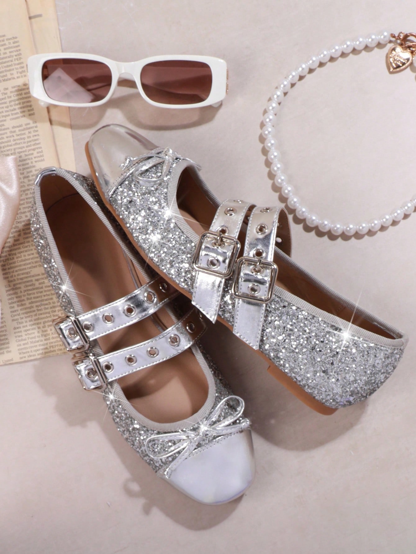 In Silver Women Flats