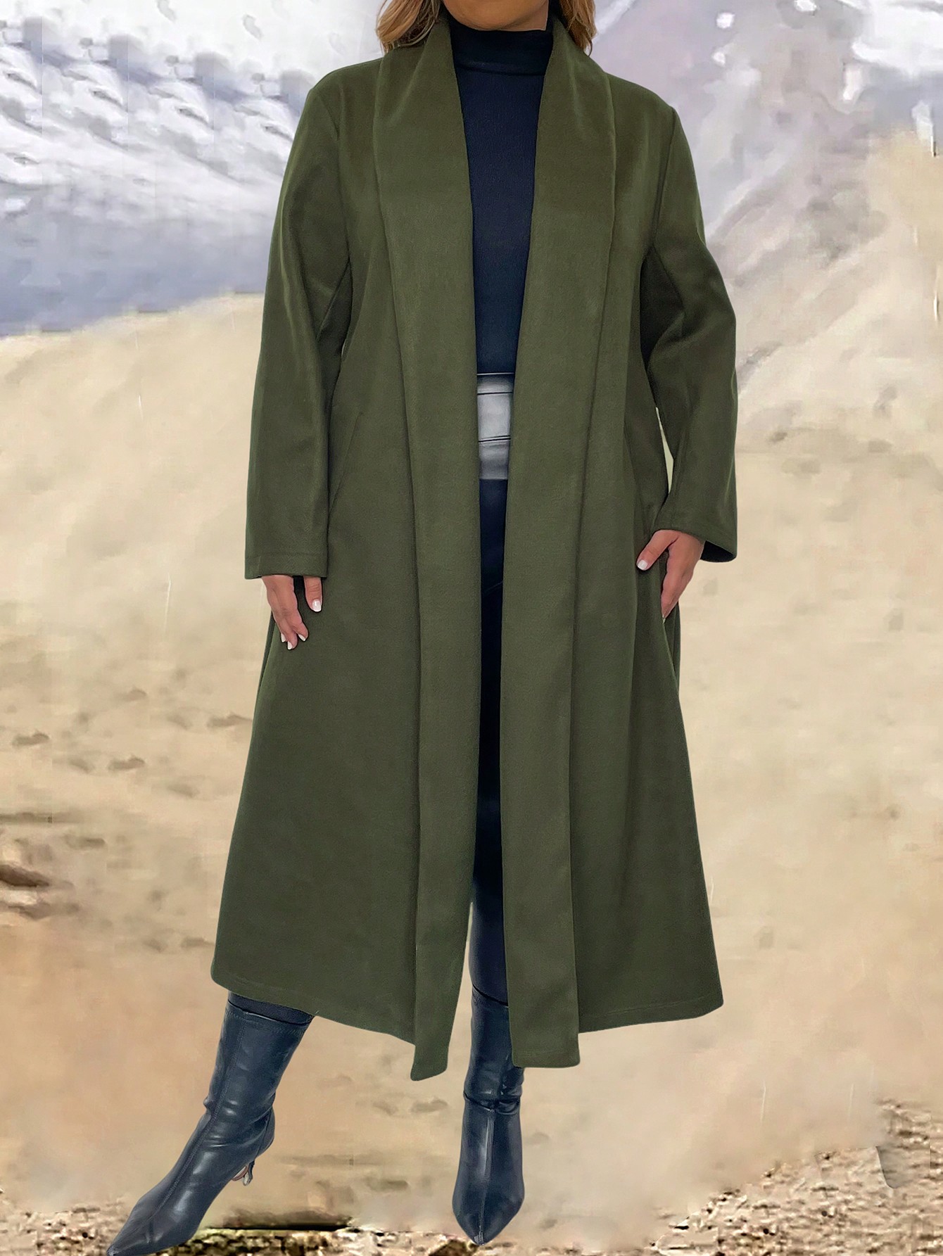 In Long Sleeve Plus Size Overcoats