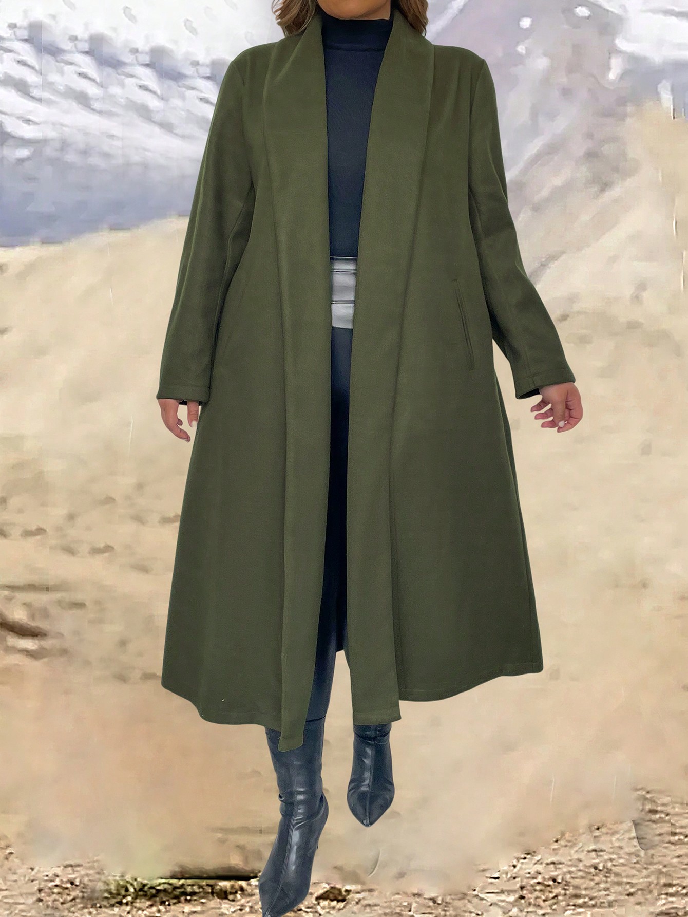 In Long Sleeve Plus Size Overcoats