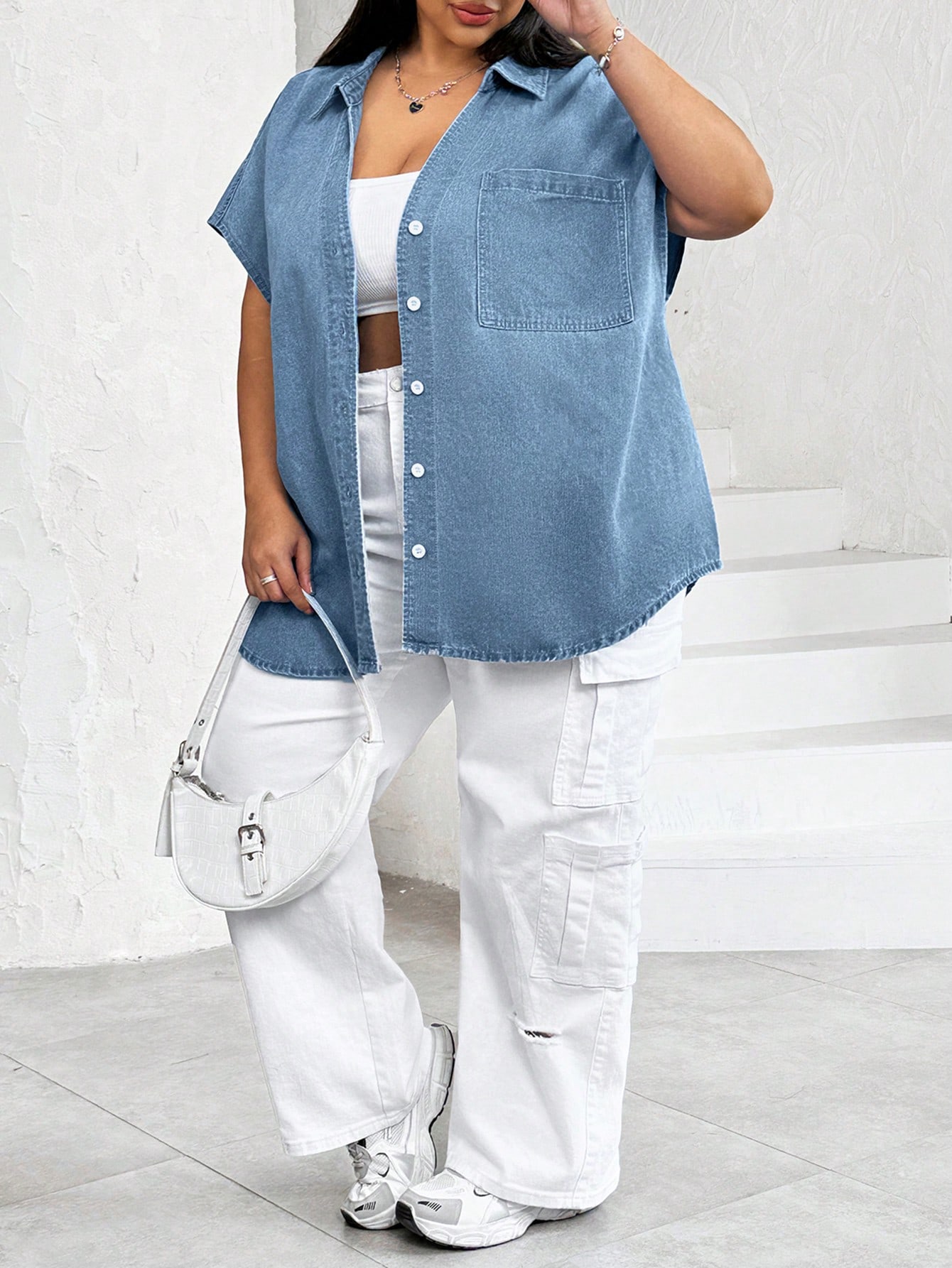 In Blue Plus Size Denim Tops