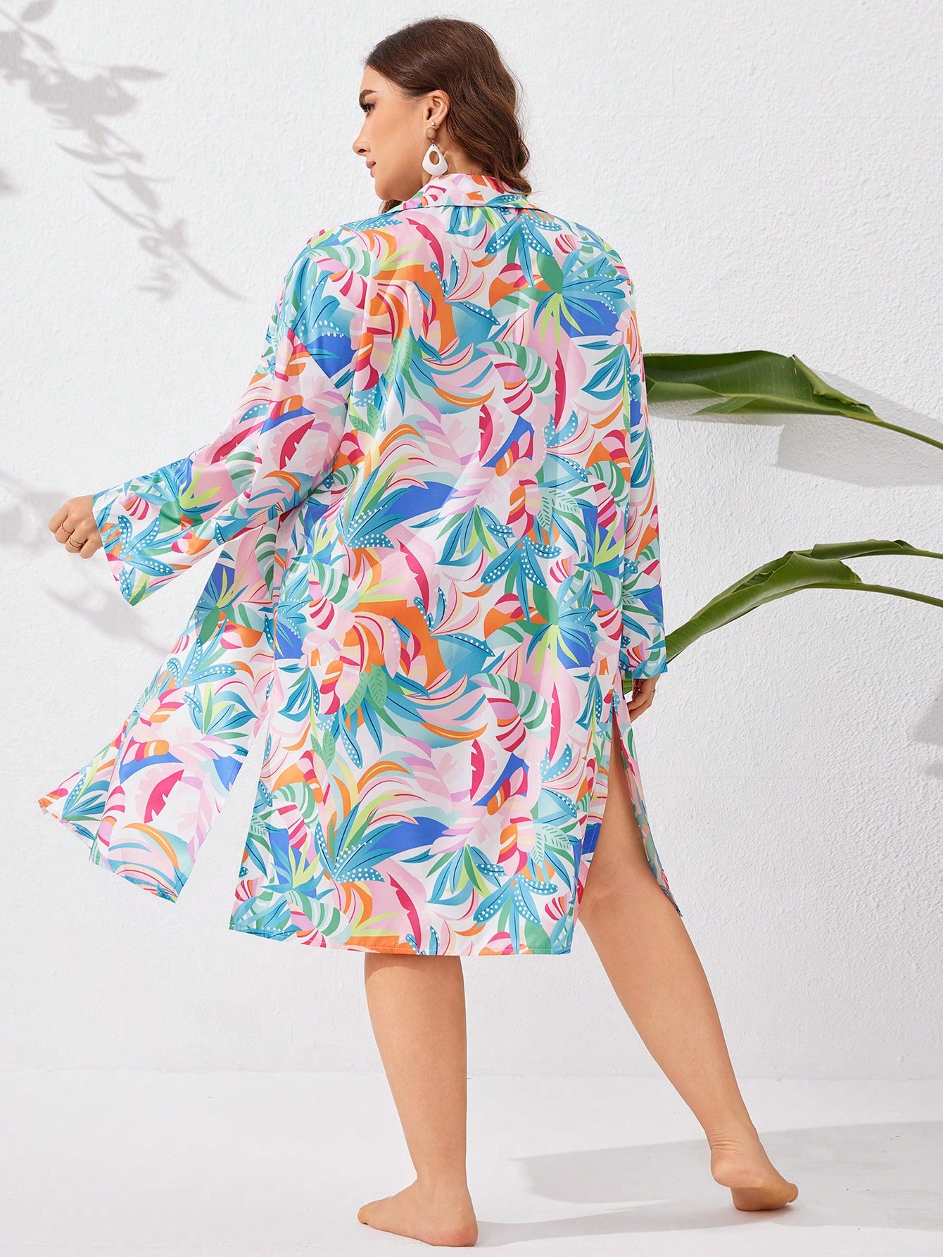 In Long Sleeve Plus Size Kimonos