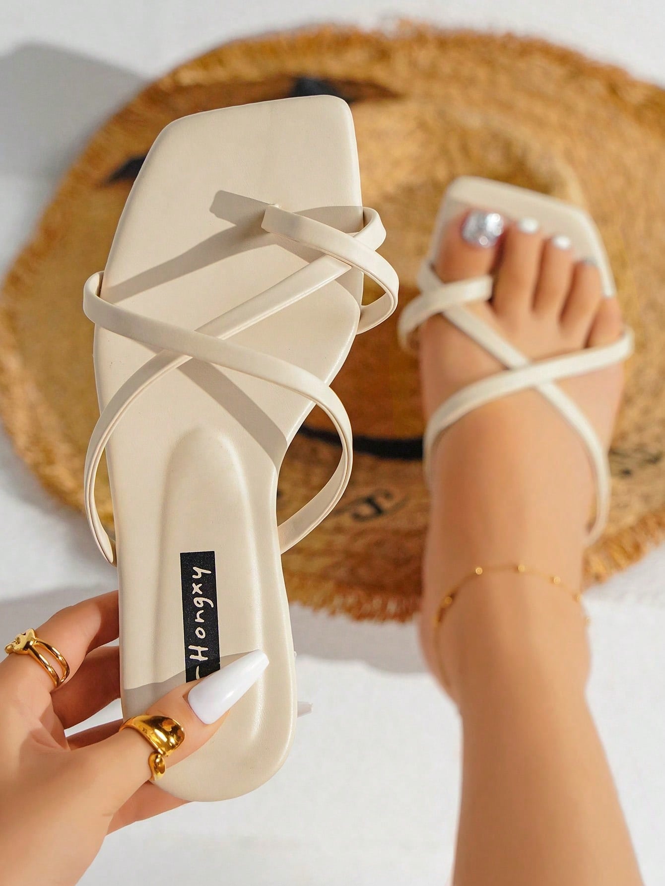 In Beige Women Flat Sandals