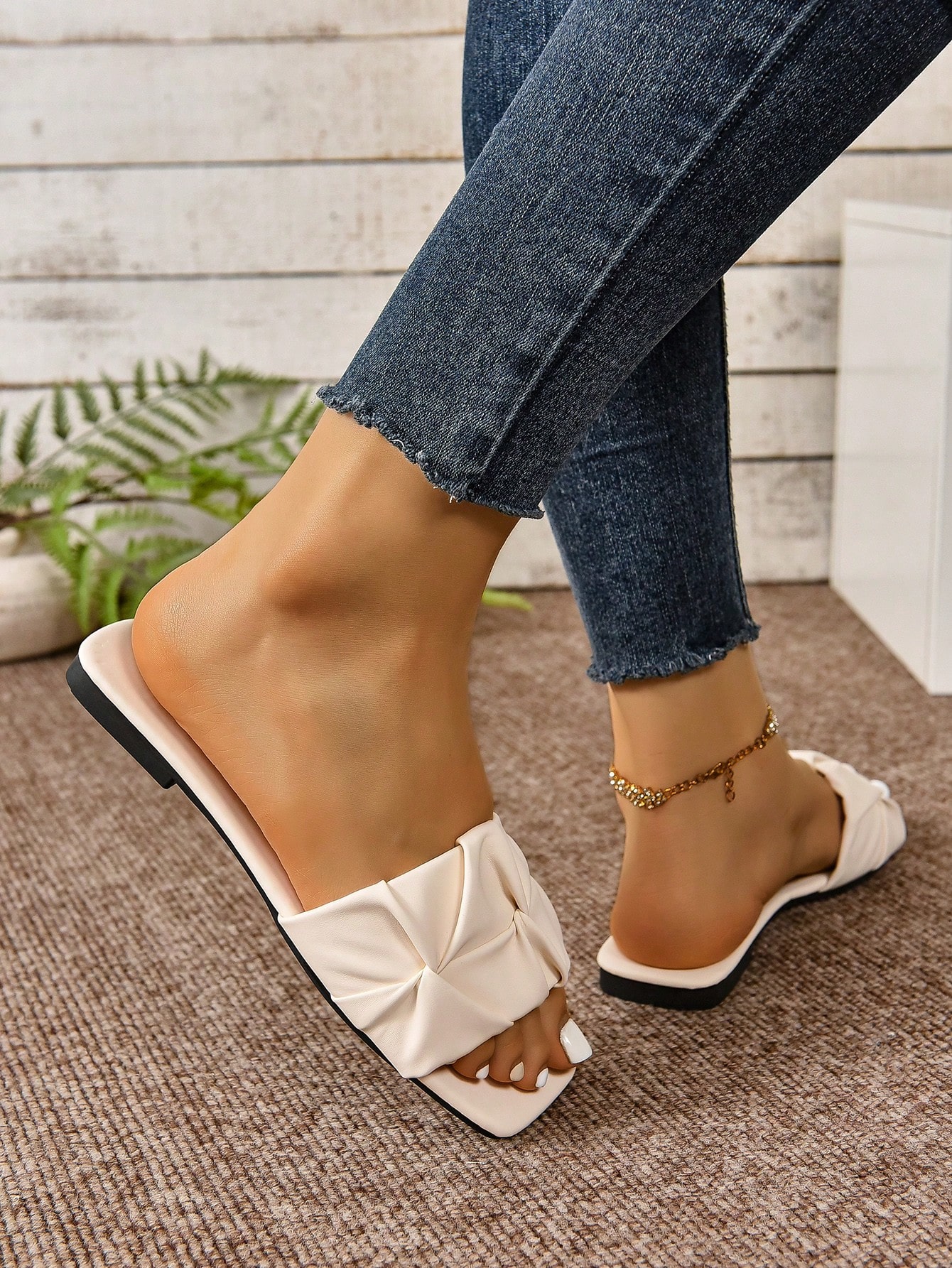 In Beige Women Flat Sandals