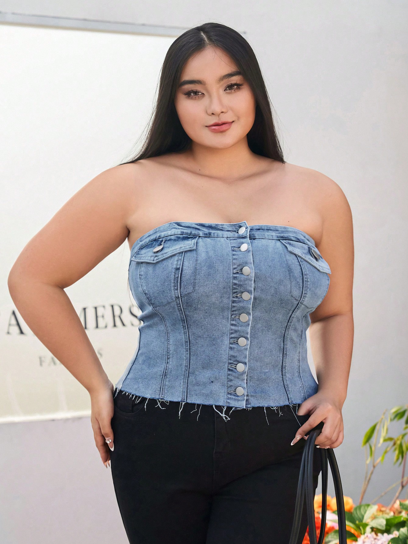 In Blue Plus Size Denim Tops